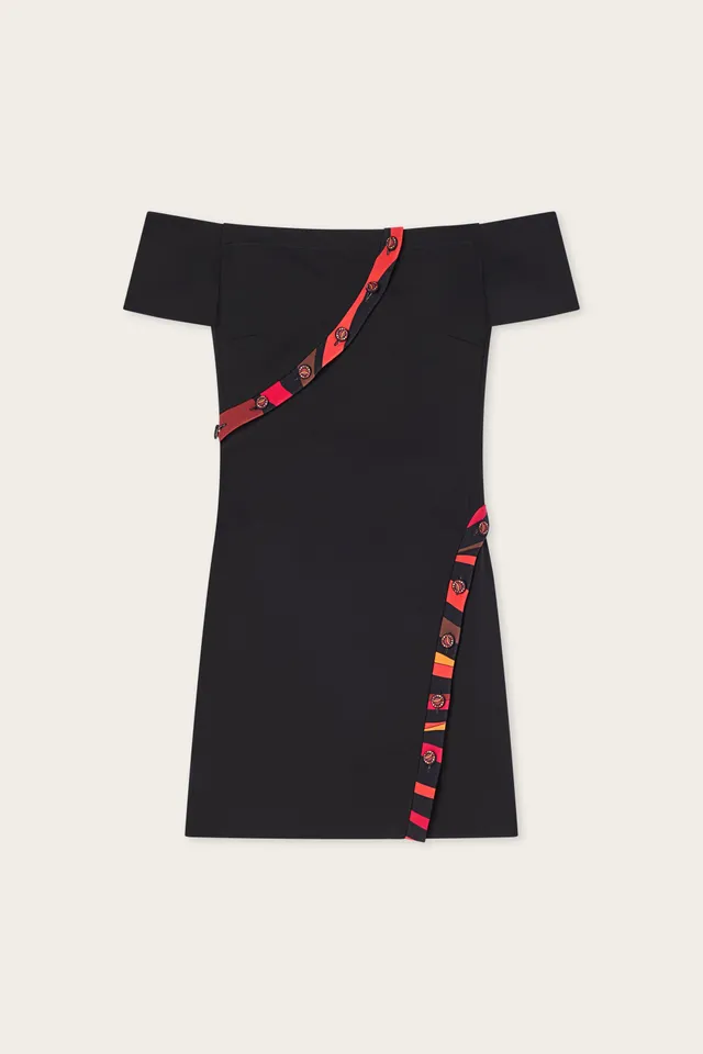 Emilio Pucci Abito robe noire cady epaules denudees