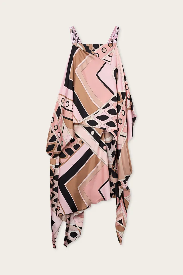 Emilio Pucci Vivara robe longue nude soie taille 38