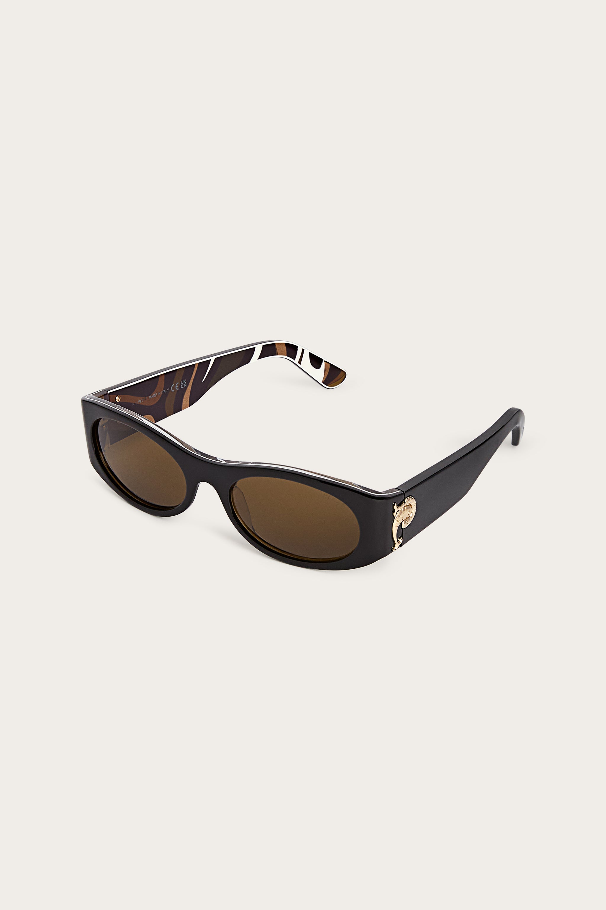 Emilio Pucci ovales lunettes de soleil noir smoke OS