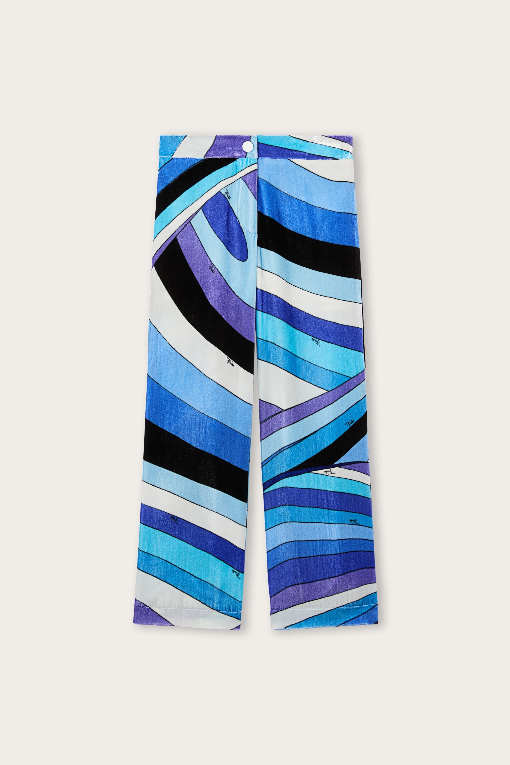 Emilio Pucci Iride pantalon velours ivoire bleu fille