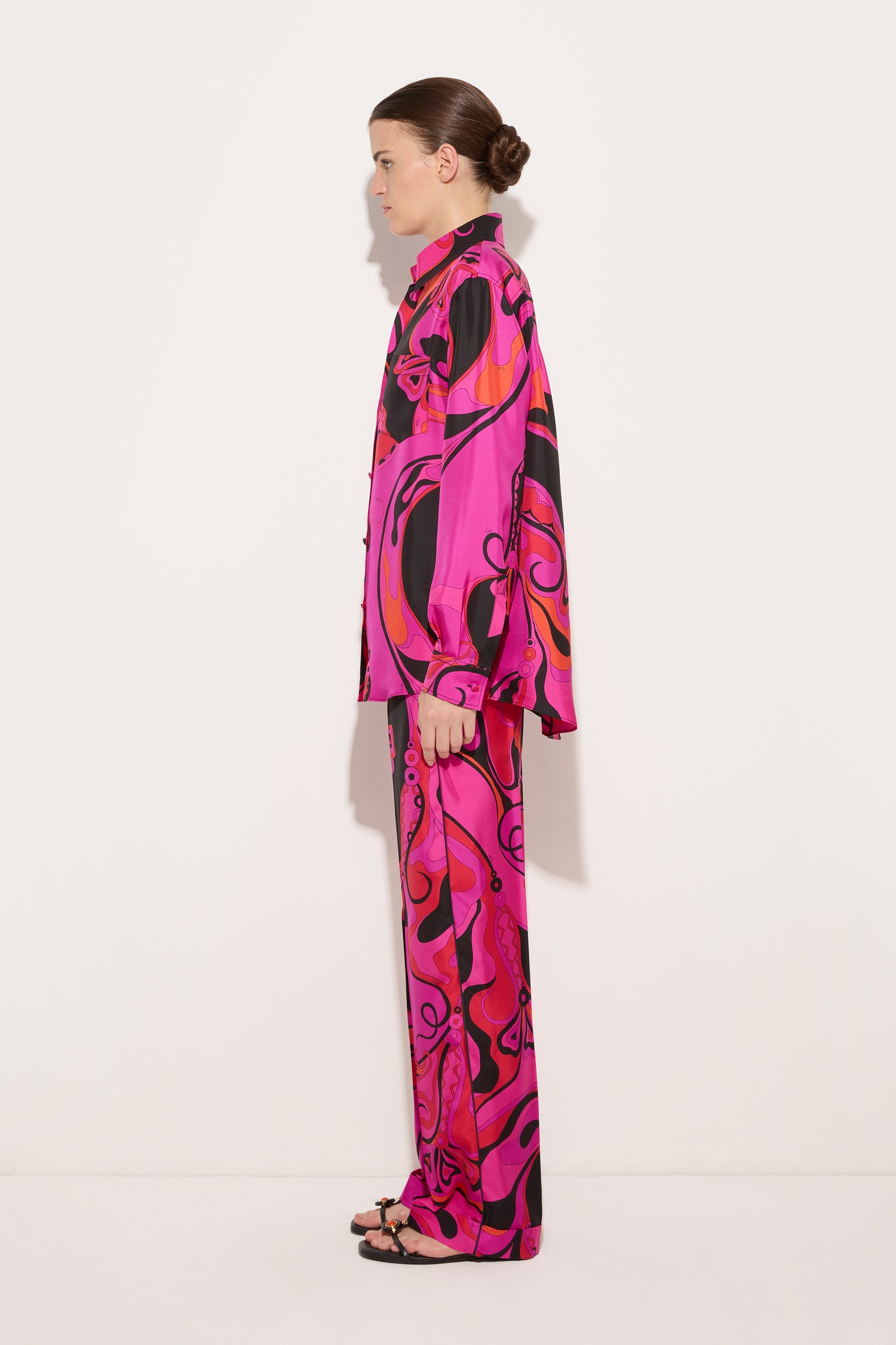 Emilio Pucci Orchidee chemise soie fuchsia/noir