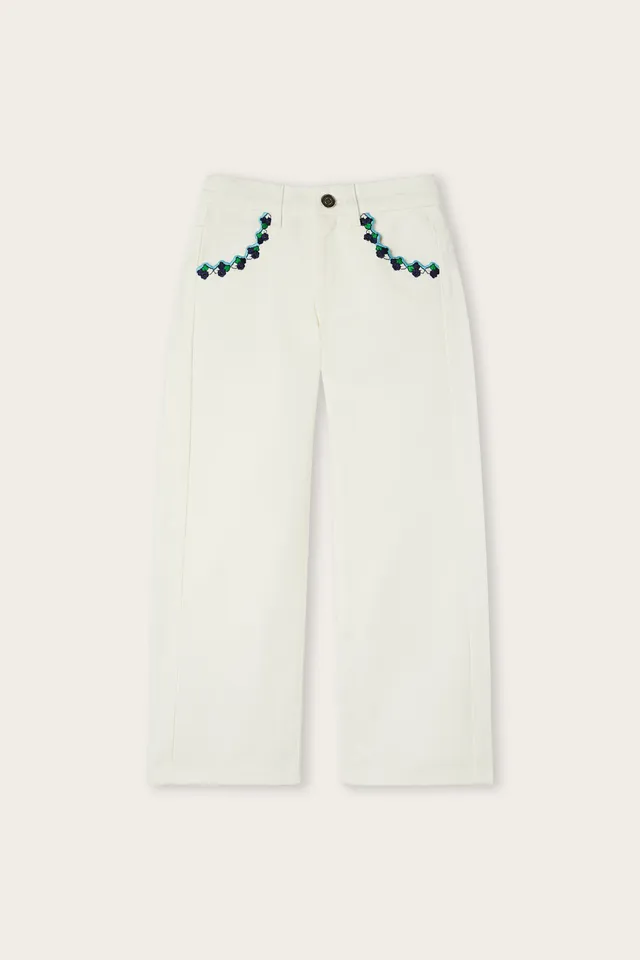 Emilio Pucci 2-14 Years pantalon patte d'éléphant blanc coton