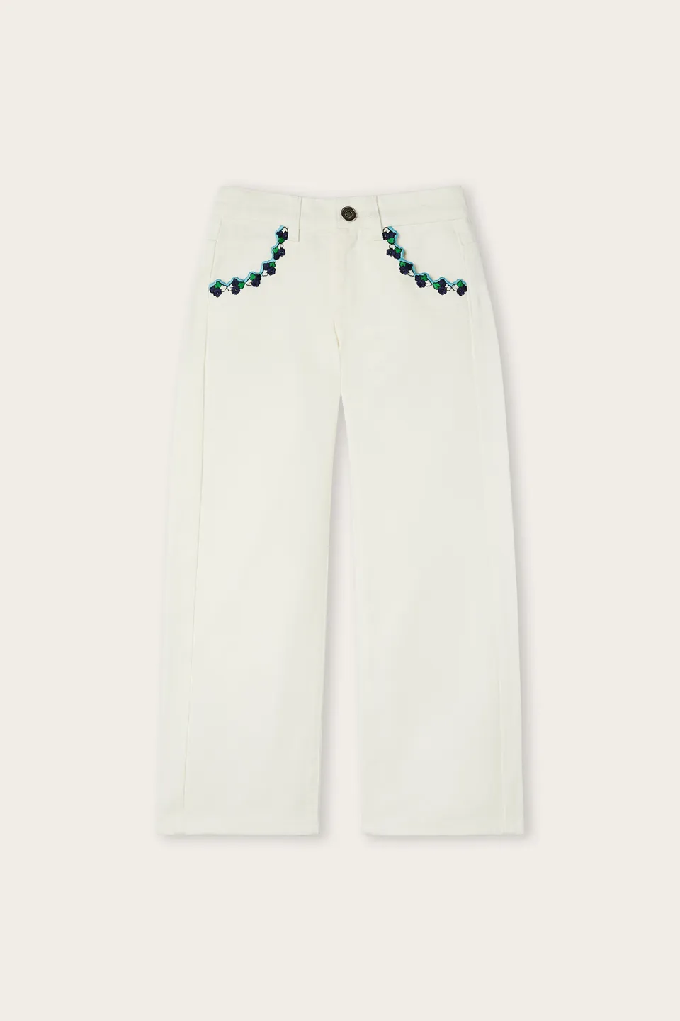 Emilio Pucci 2-14 Years pantalon patte d'éléphant blanc coton