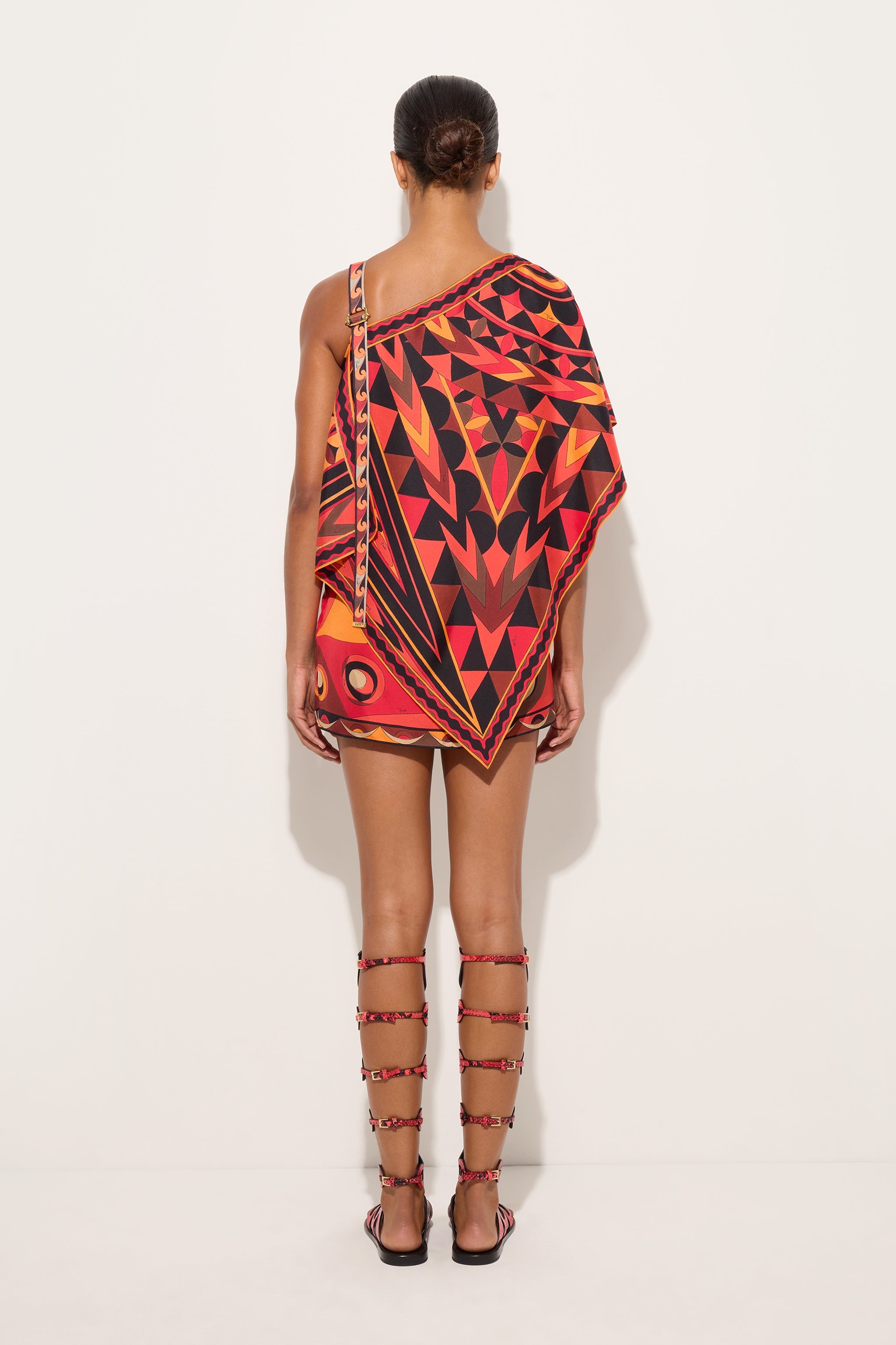 Emilio Pucci DRESSES robe soie orange black asymétrique
