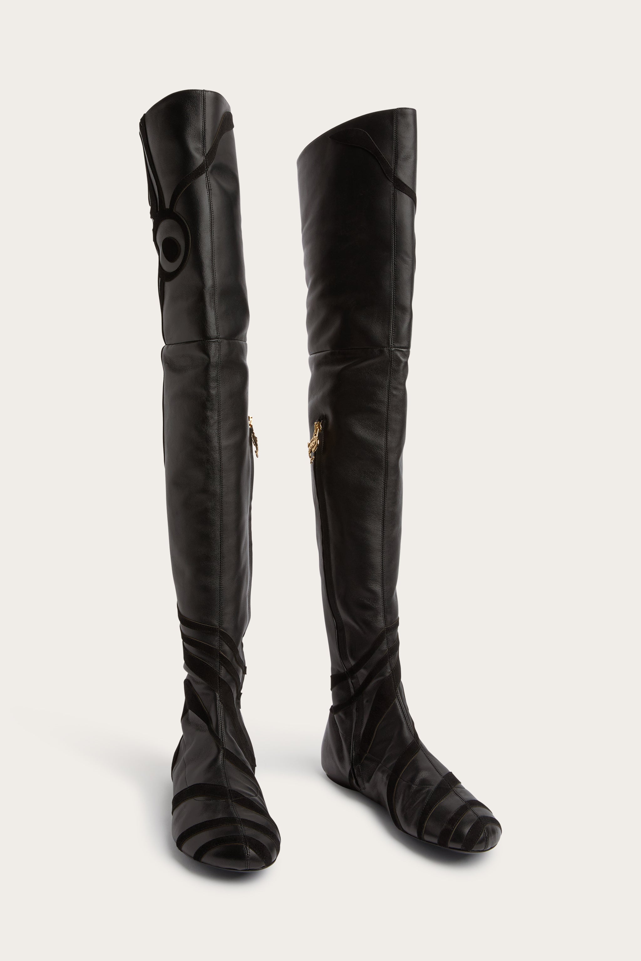 Emilio Pucci Marmo Bottes Cuissardes Cuir Noir 38