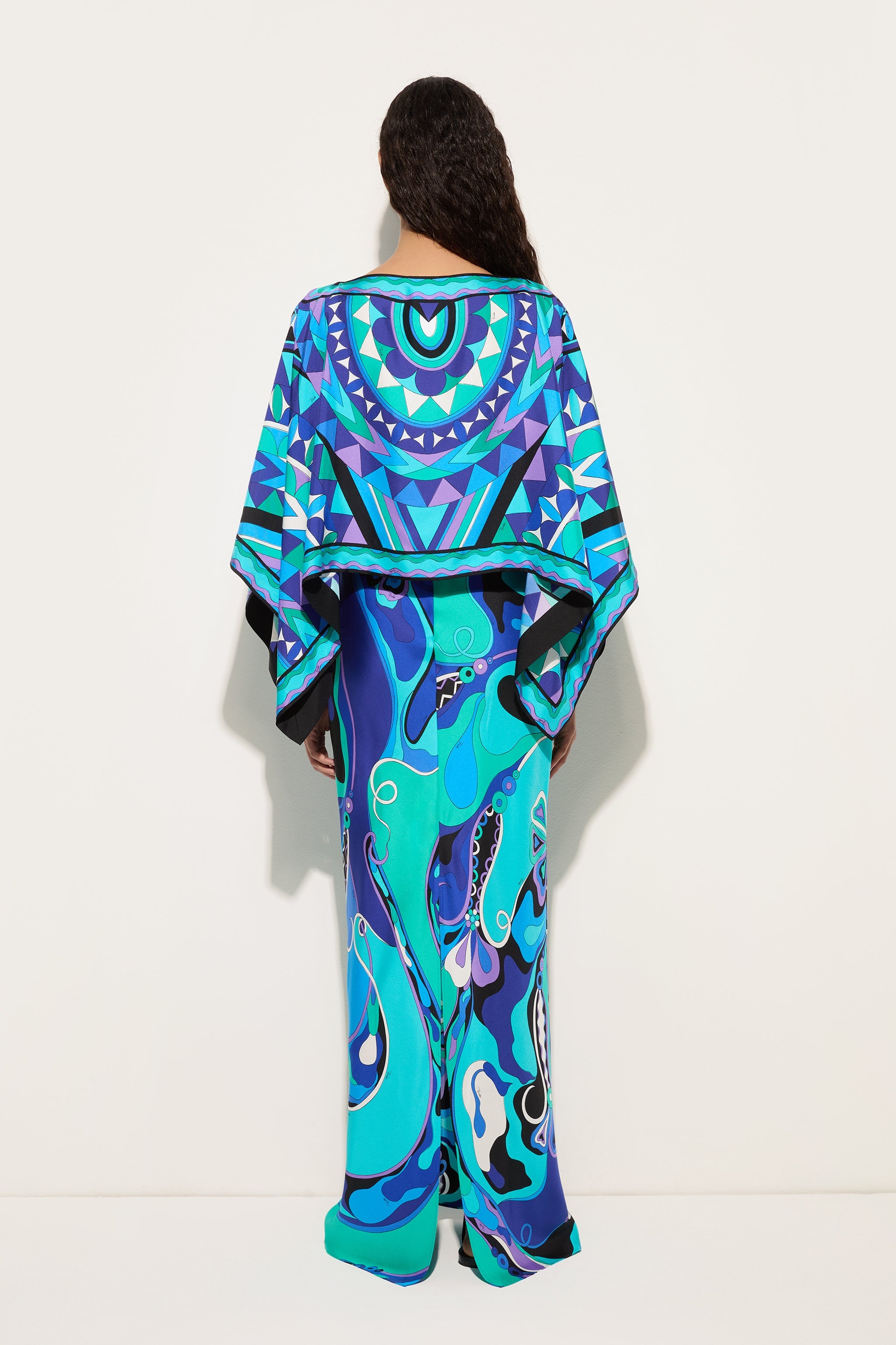Emilio Pucci Orchidee robe soie turquoise bleu