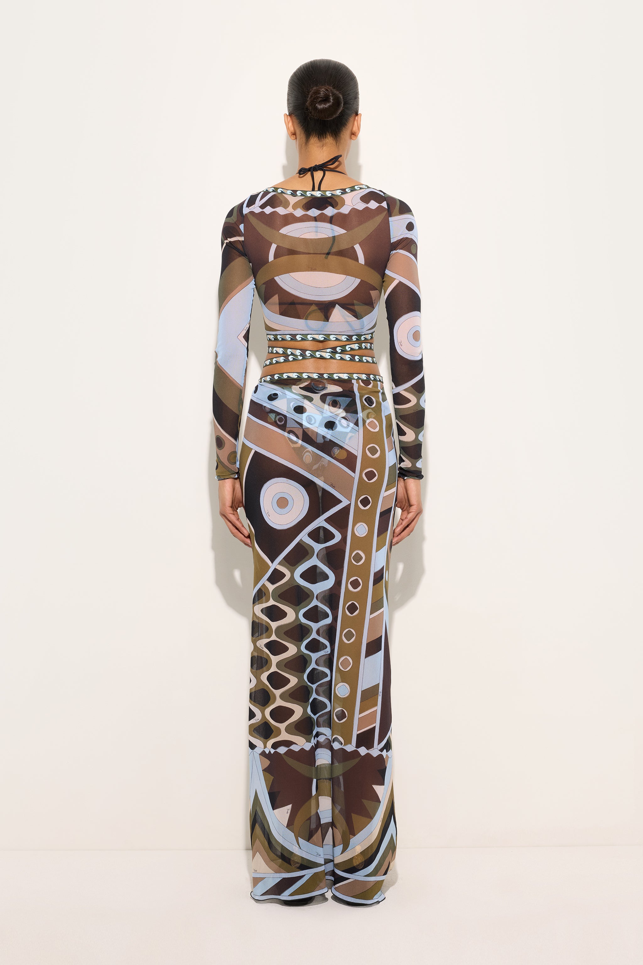 Emilio Pucci Crop Top Vivara tulle kaki/bleu