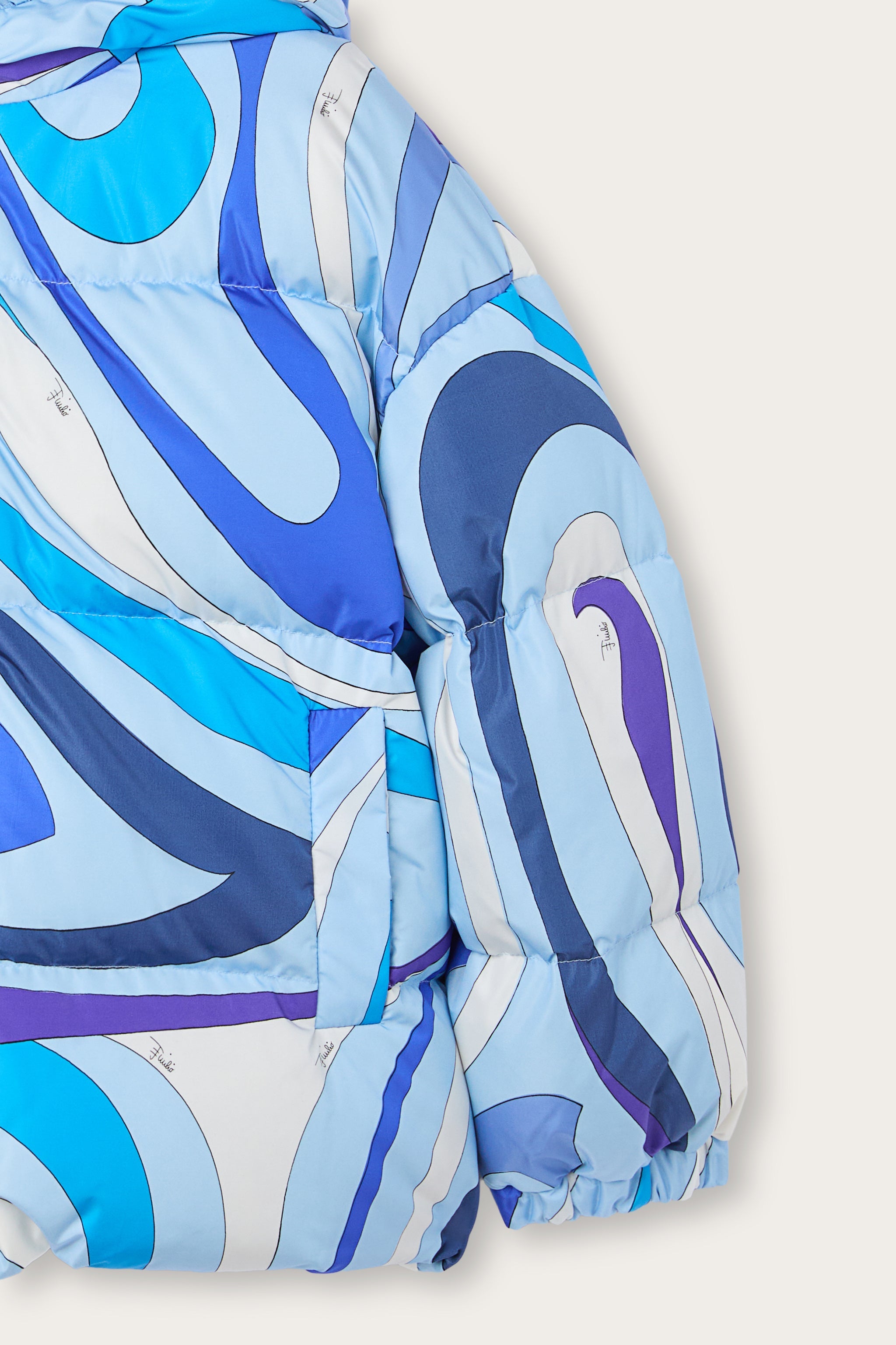 Emilio Pucci Marmo doudoune ivoire bleu 4Y nylon recyclé