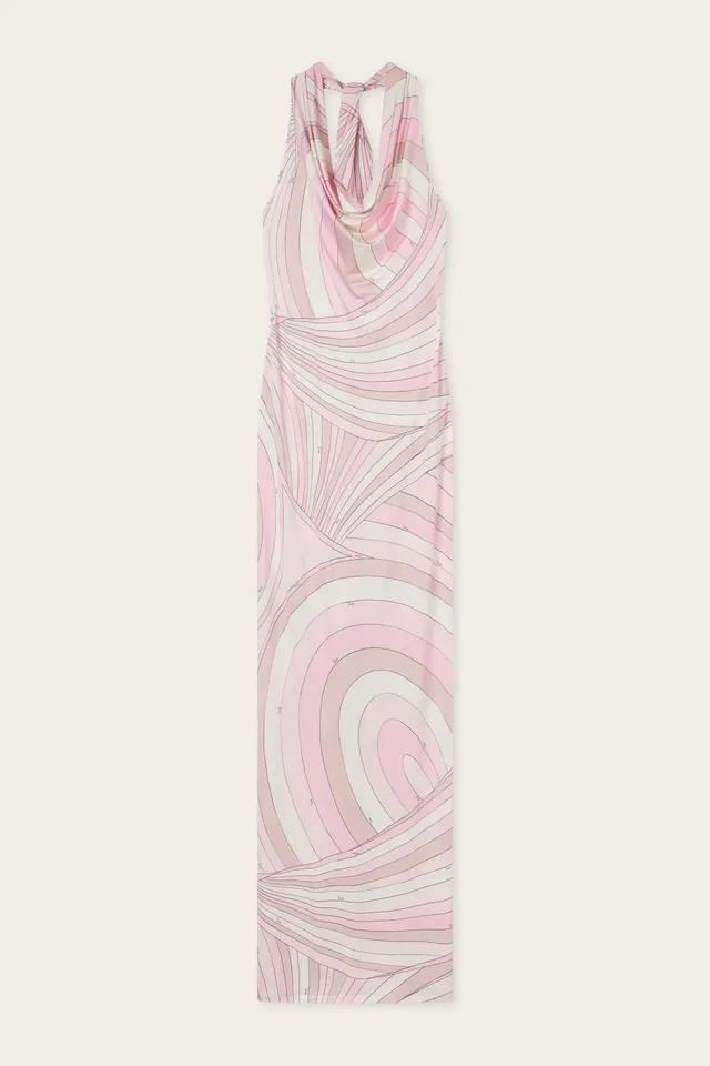 Emilio Pucci Iride robe longue rose nude 38