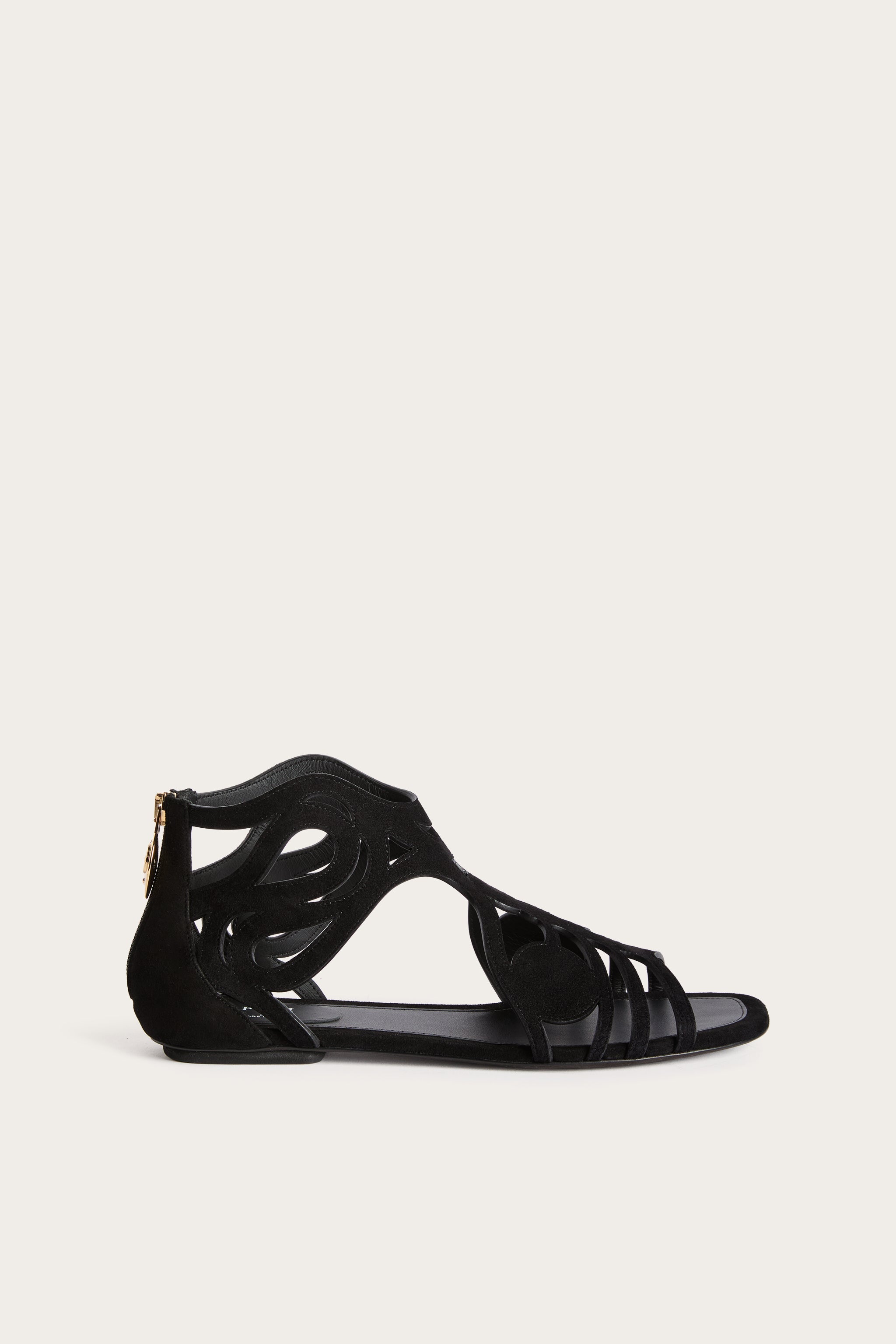 Emilio Pucci Gladiatore Sandales Plates Noir Daim