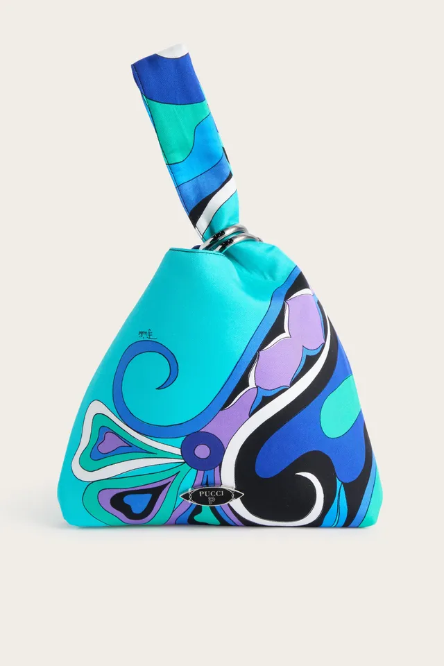 Emilio Pucci Borsa Emilio Pochette Soie Turquoise Bleu OS