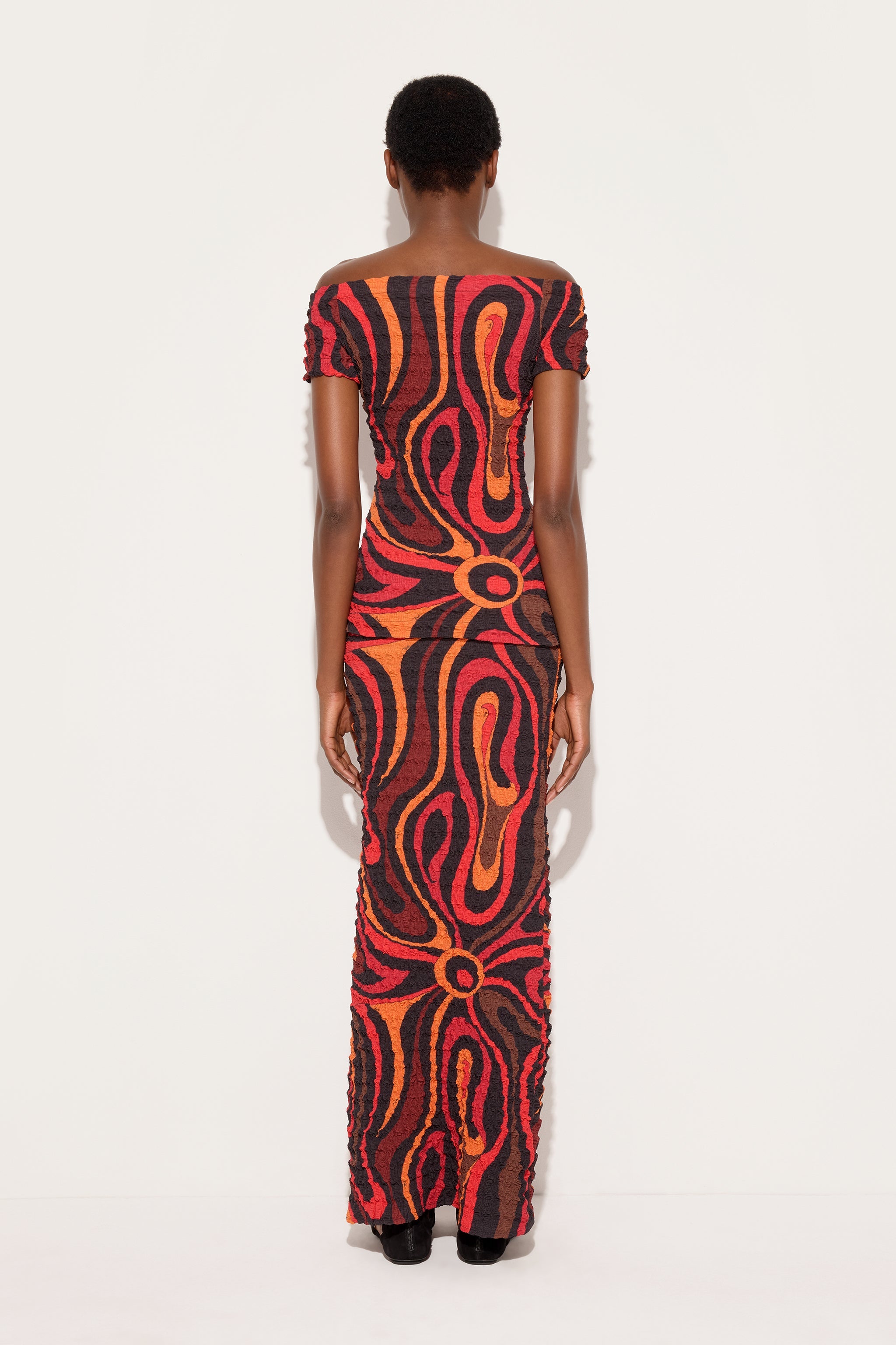 Emilio Pucci Shibori Jupe Marmo Orange Noir Polyester