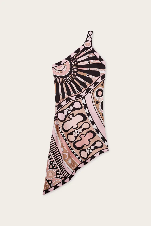 Emilio Pucci Soleil robe en soie nude une épaule