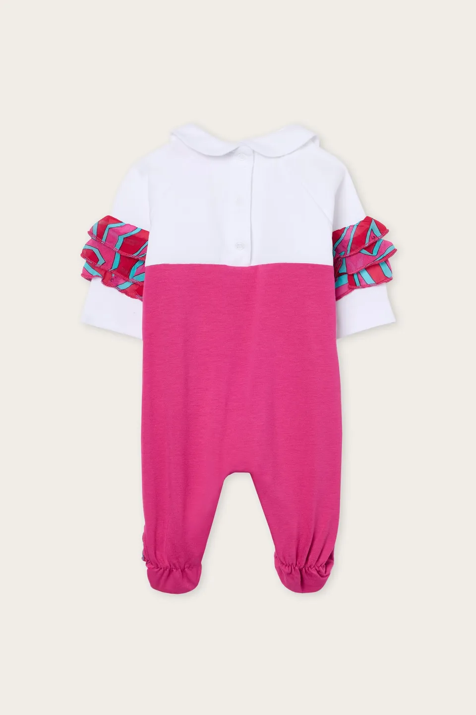 Emilio Pucci Tutina grenouillère coton blanc fuchsia 6M