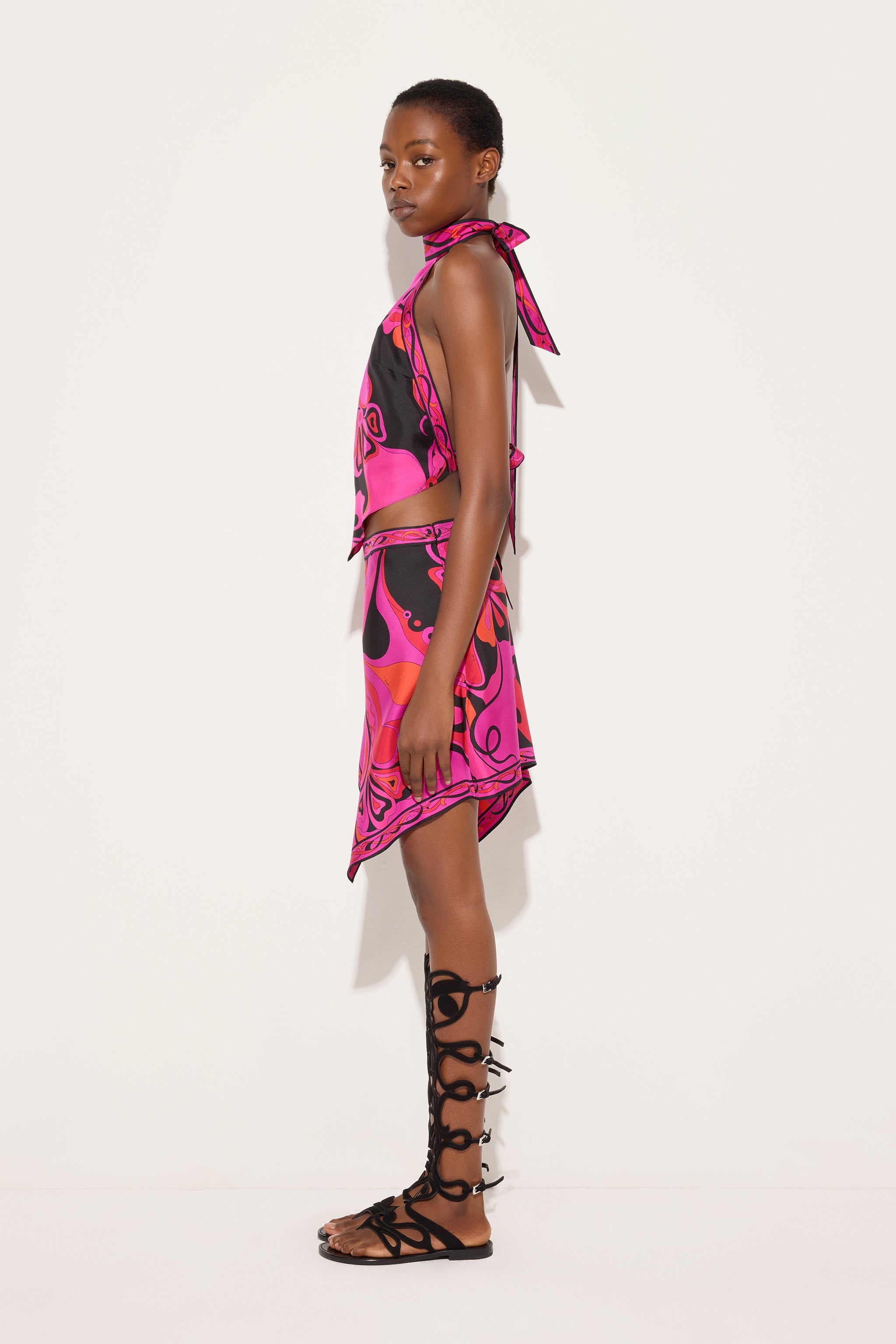 Emilio Pucci Jupe Foulard Orchidee soie fuchsia taille 38
