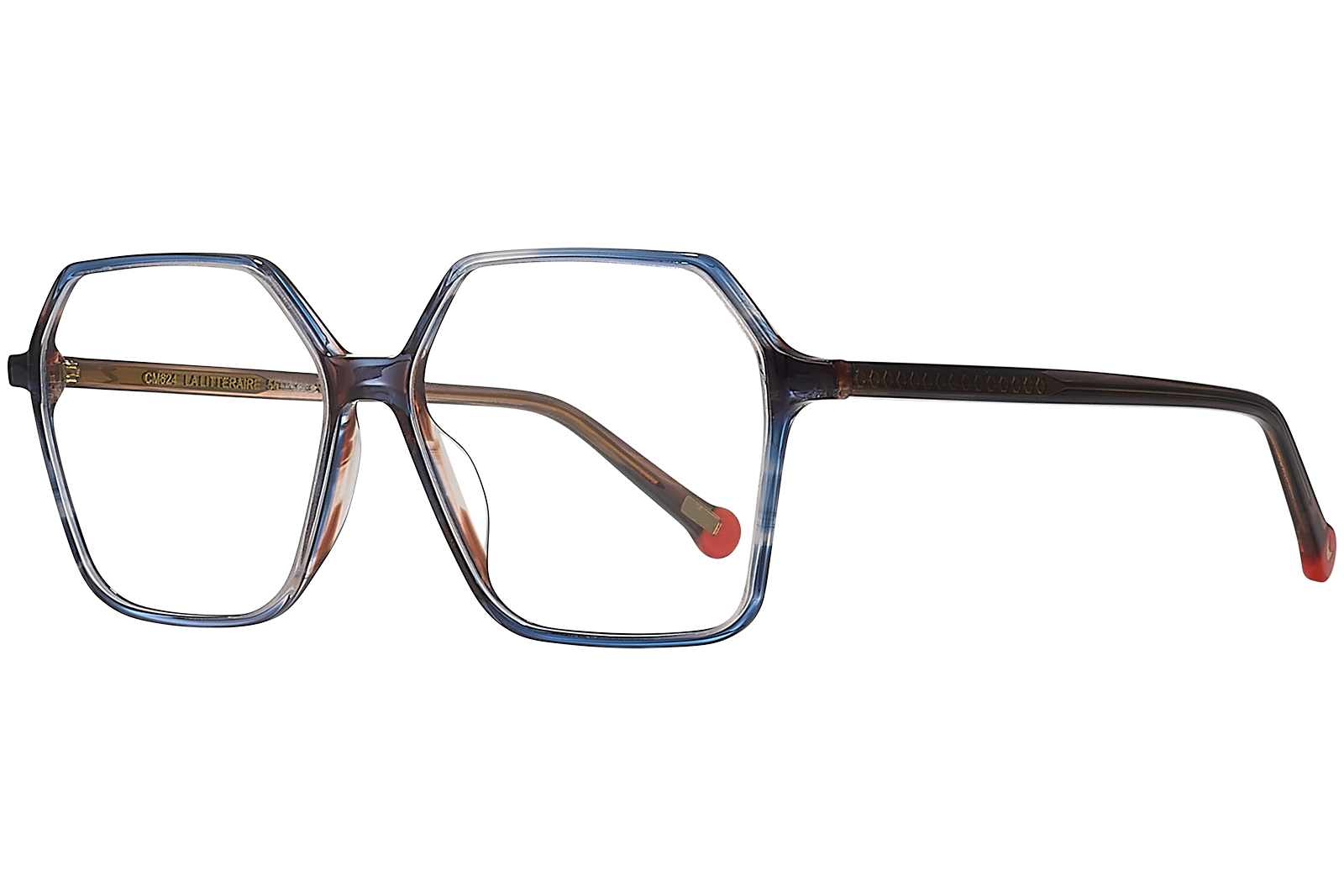 Clémence & Margaux La Littéraire lunettes de vue Marbré Brun & Bleu hexagonale