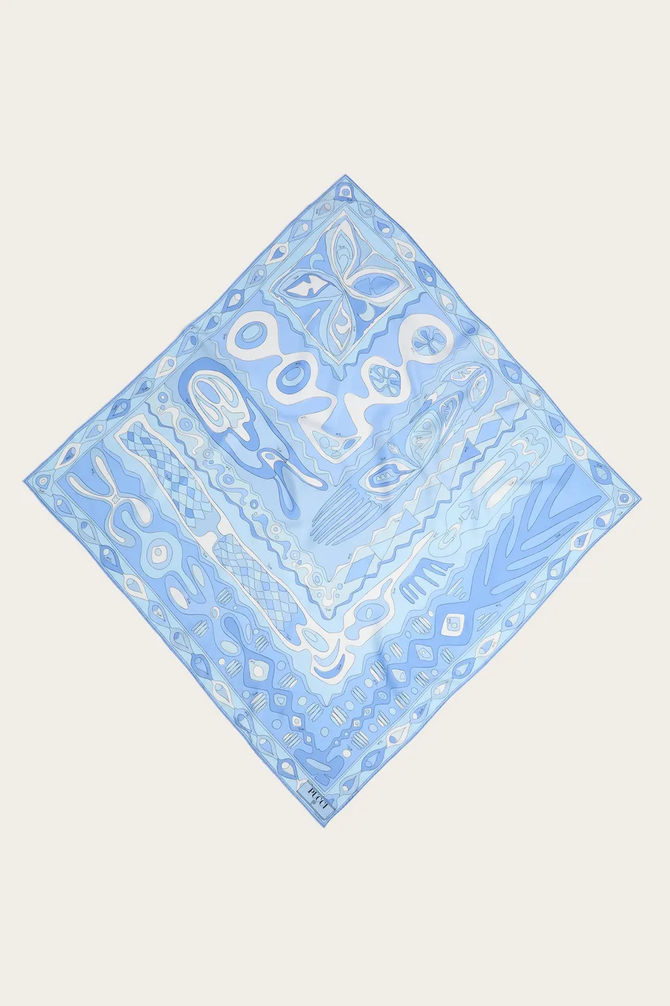 Emilio Pucci Angoli foulard soie bleu clair 90x90