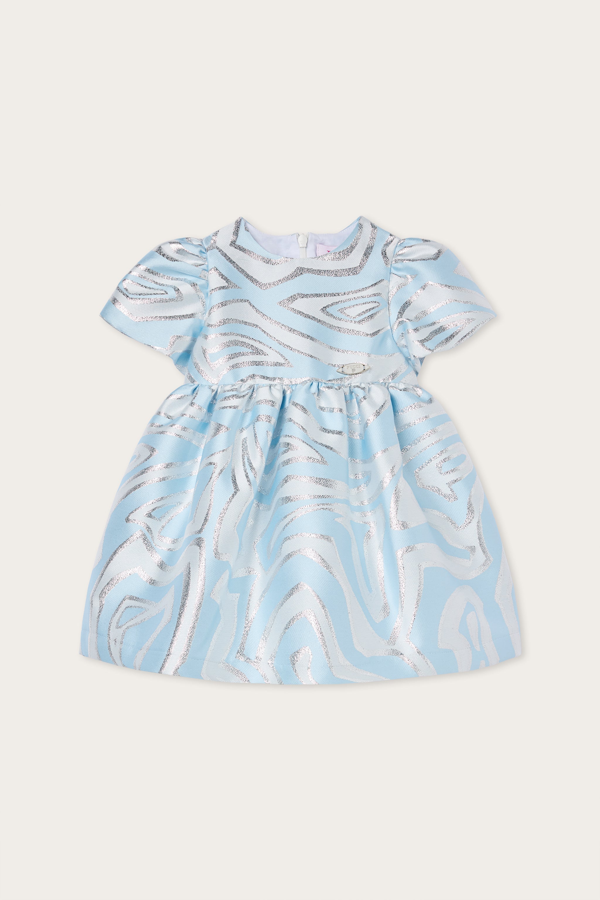 Emilio Pucci Labirinto robe bébé bleu clair lurex
