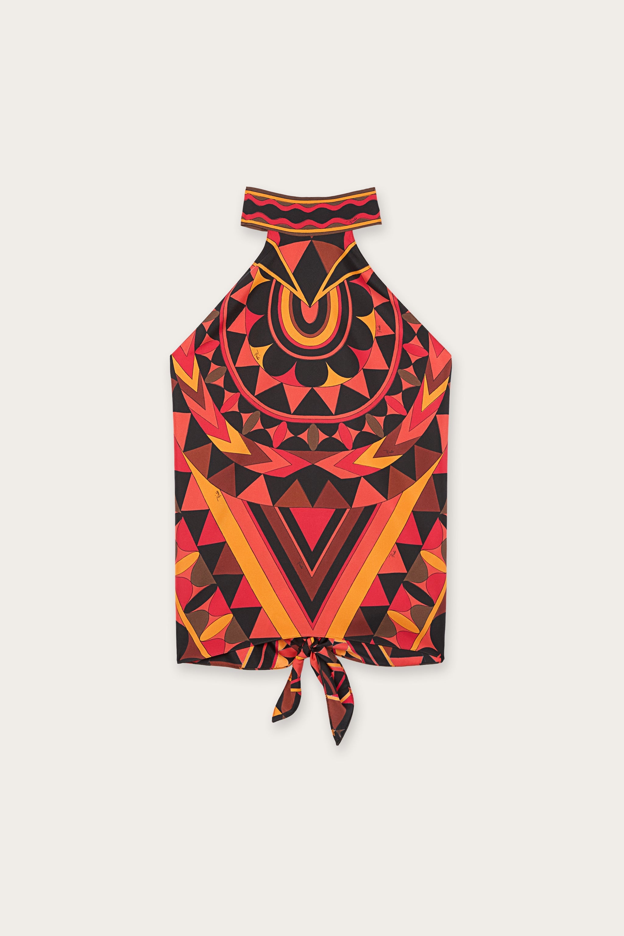 Emilio Pucci Manuba top orange noir soie sans bretelles