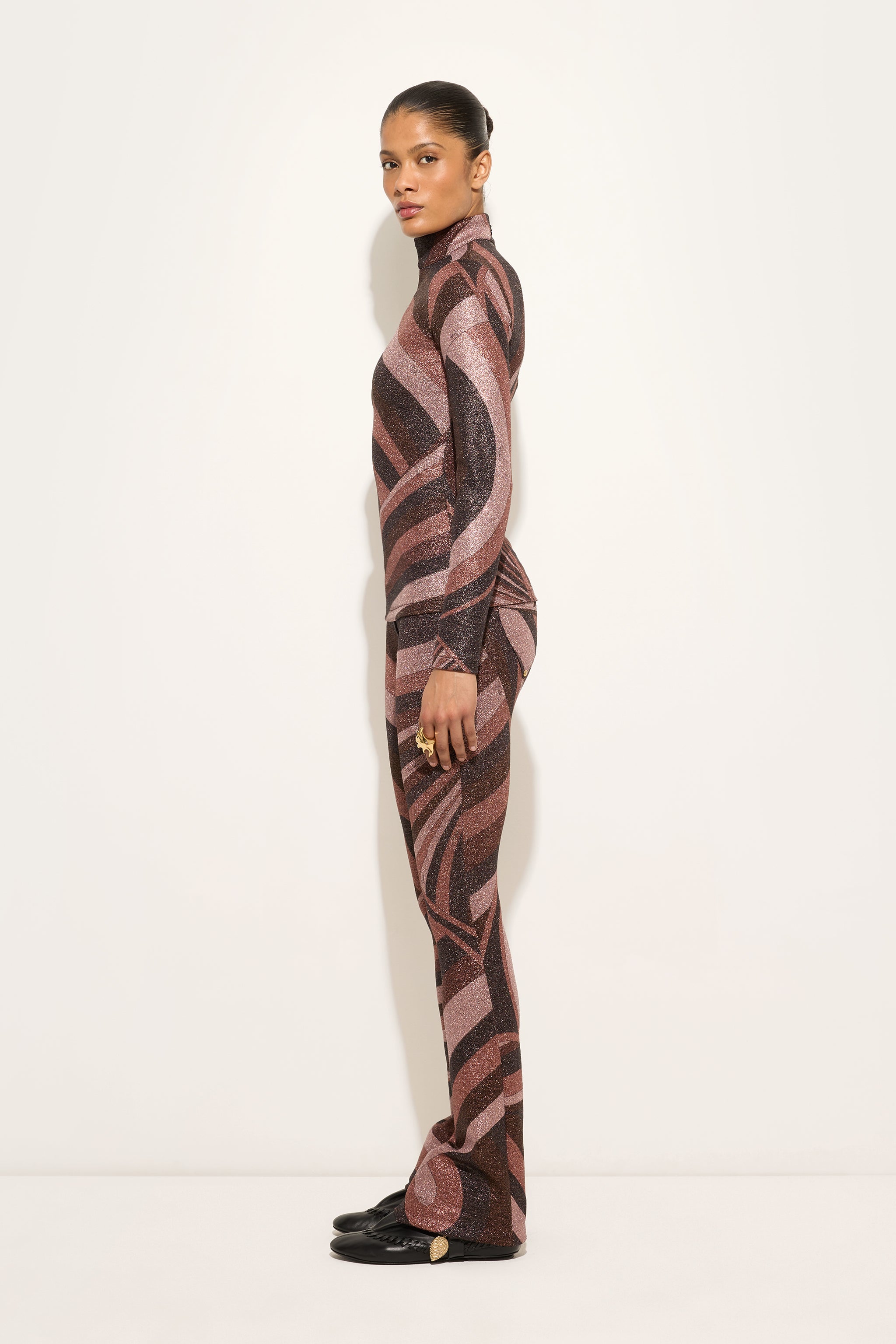 Emilio Pucci Iride pantalon femme bordeaux lurex