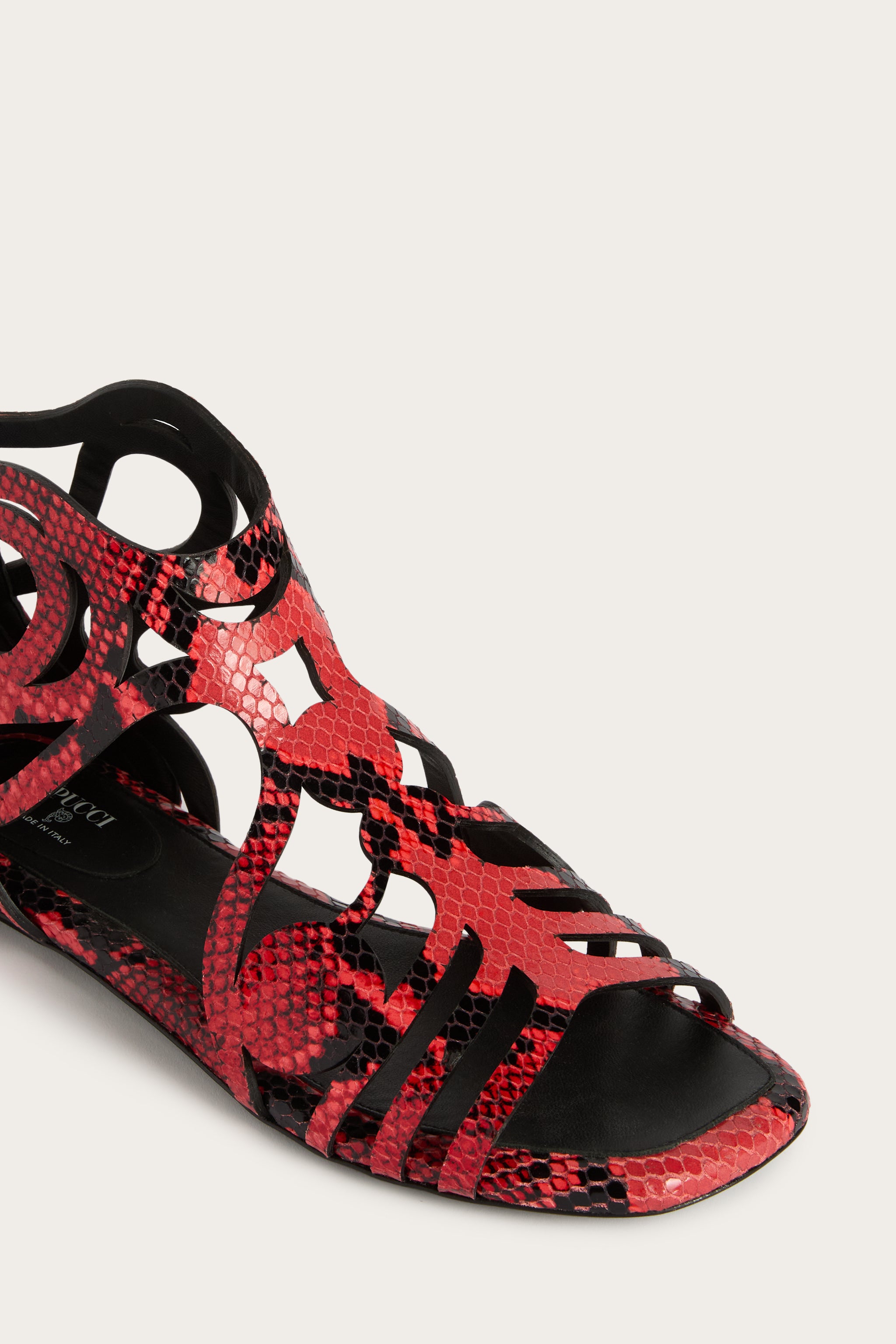 Emilio Pucci sandales gladiateur orange cuir python
