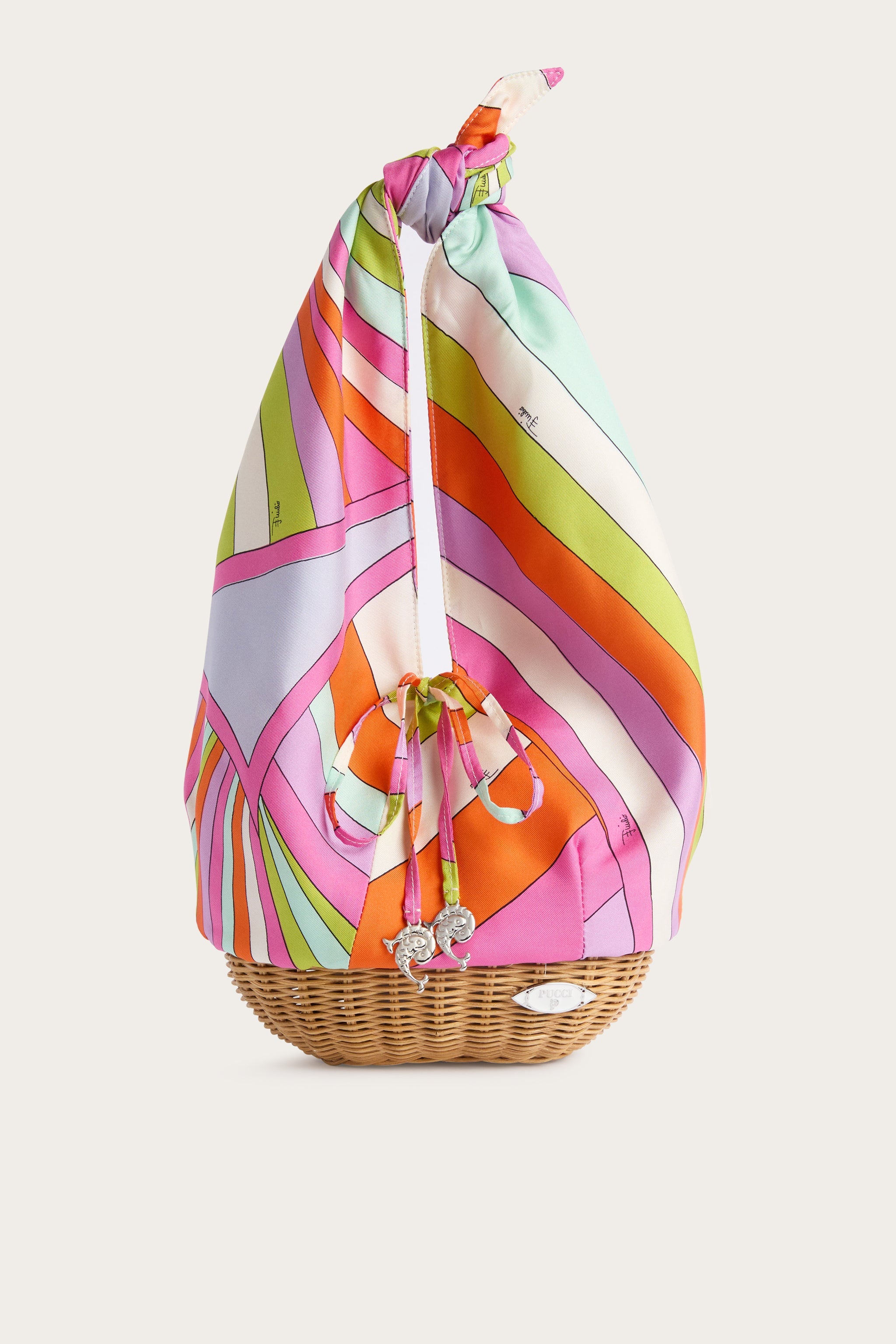 Emilio Pucci Picnic sac soie multicolore iride bambou OS