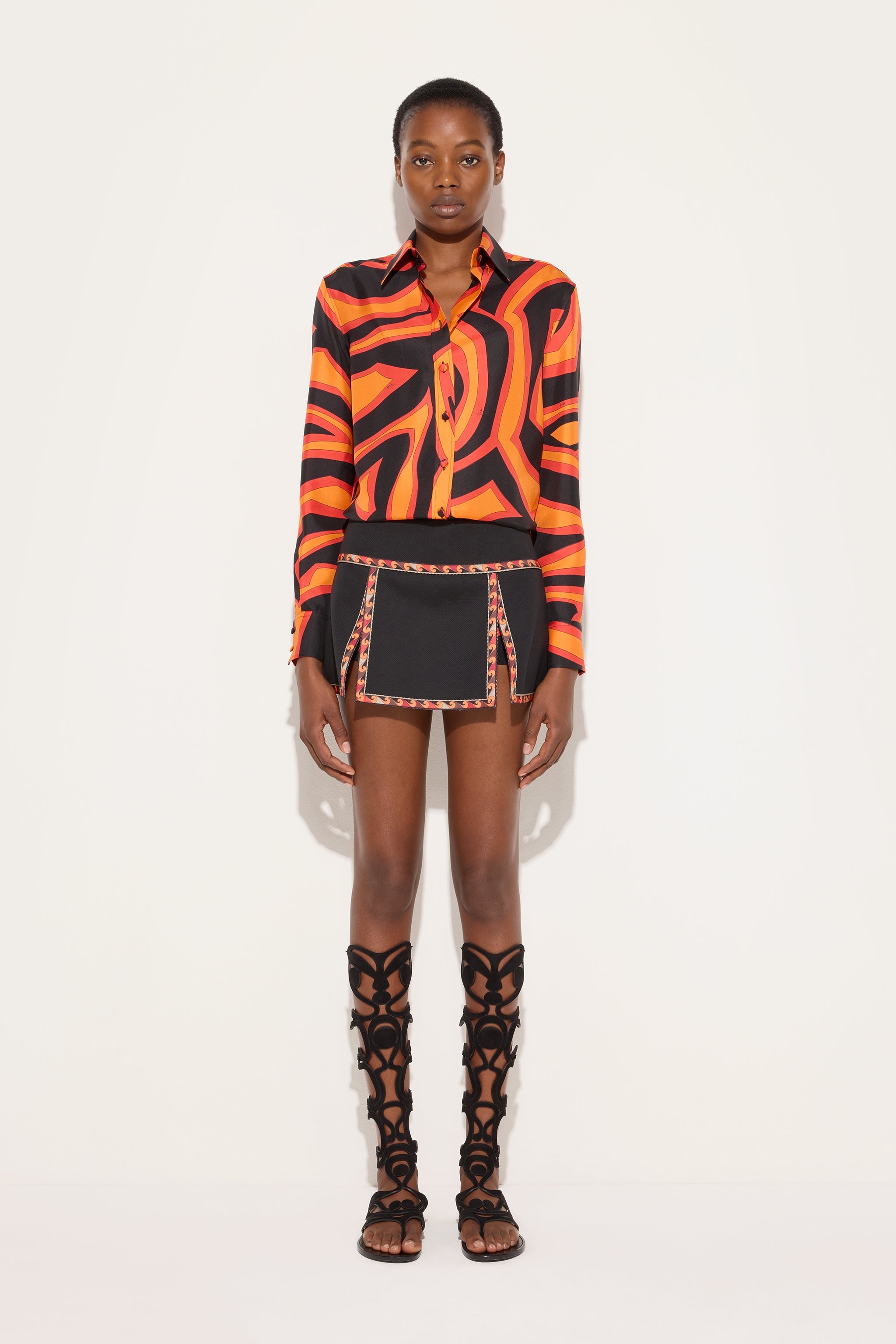 Emilio Pucci Tops Camicia Labirinto chemise soie orange