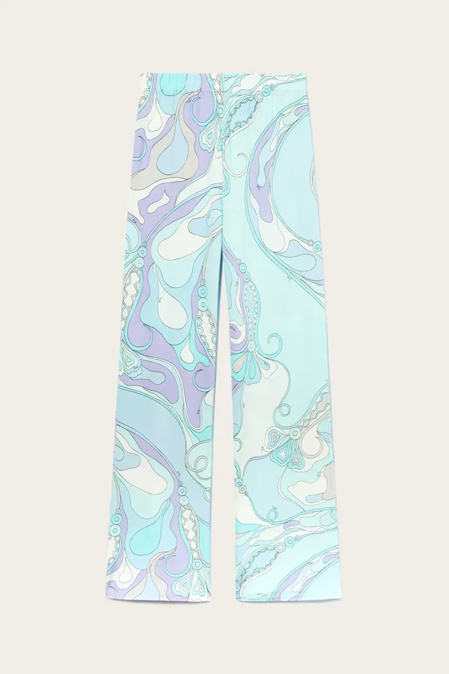 Emilio Pucci Orchidee pantalon femme aqua taille 38 viscose