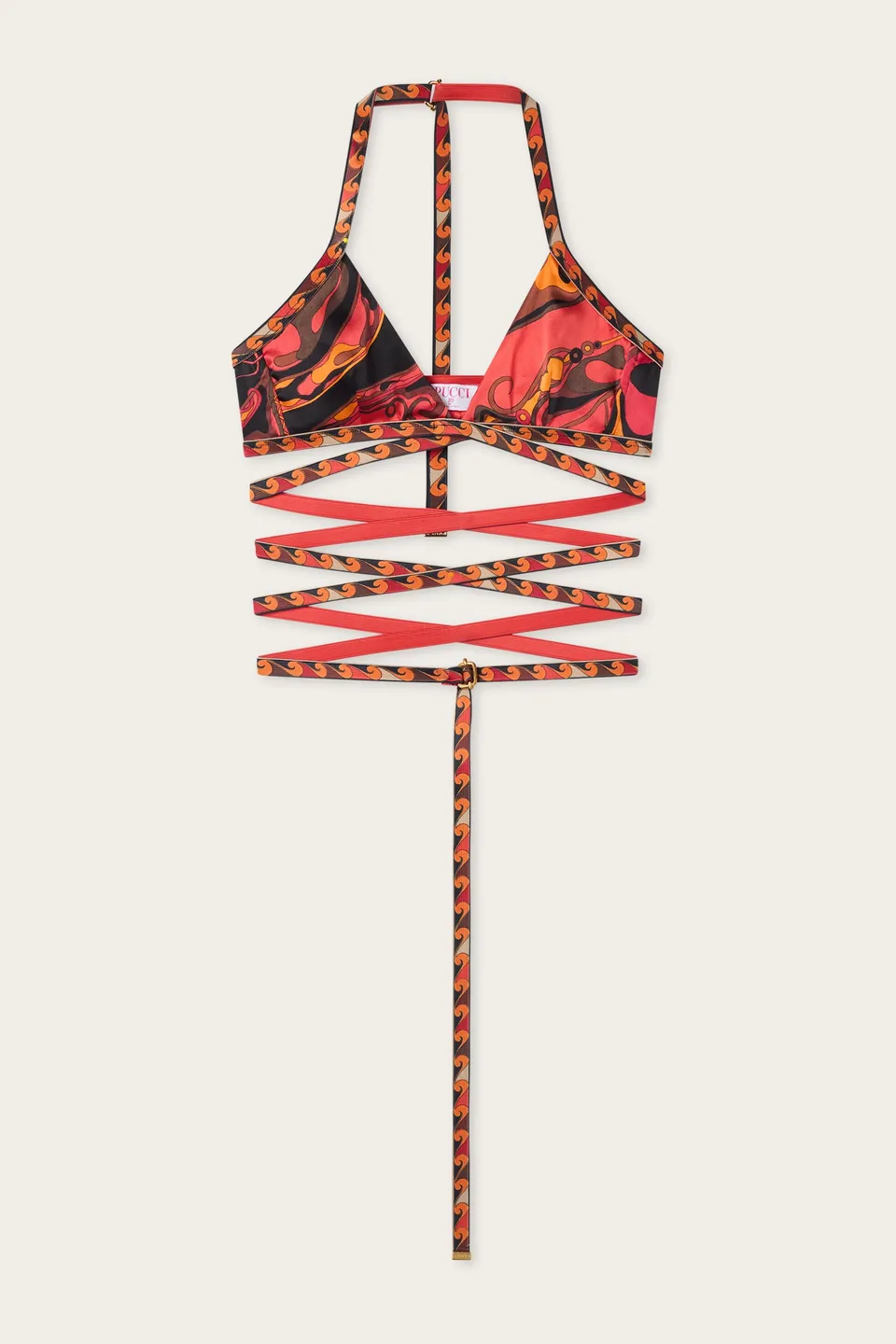 Emilio Pucci Orchidee Haut en soie orange/noir