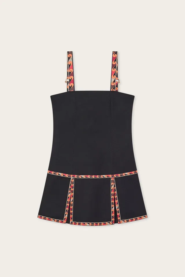 Emilio Pucci Piquet robe coton noir trapèze