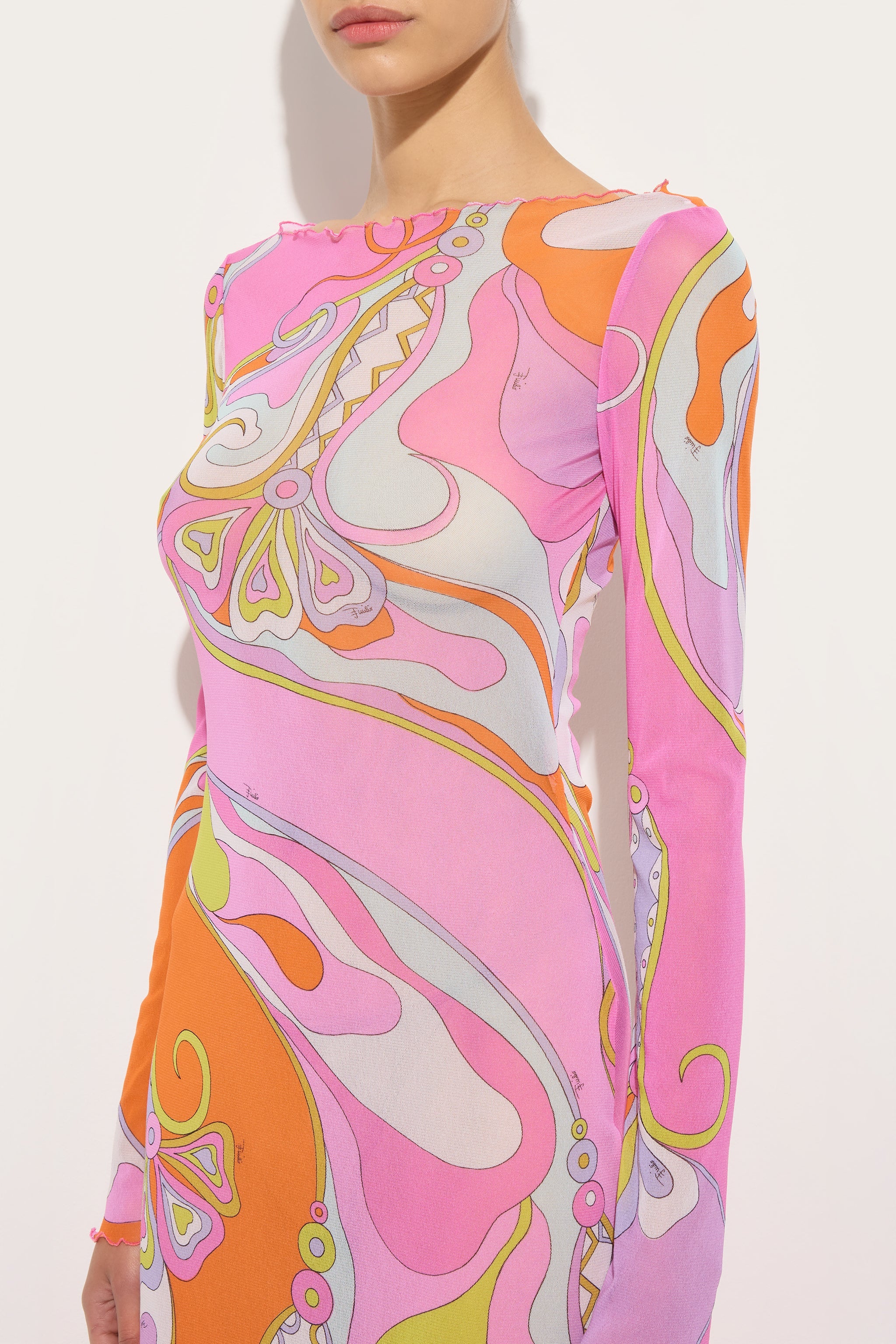 Emilio Pucci Dresses Orchidee Robe Tulle Multicolor Longue
