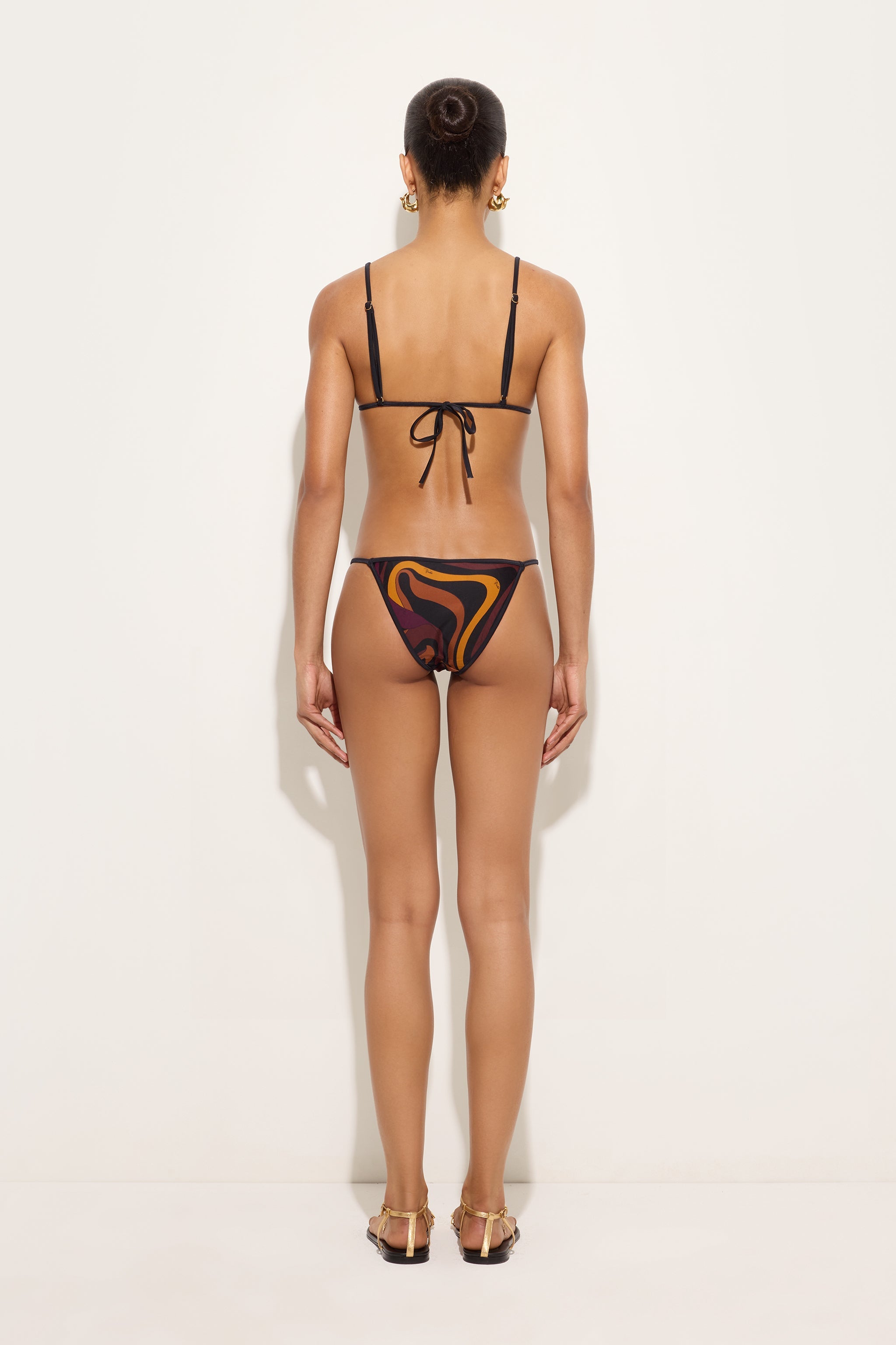 Emilio Pucci Bikini Slip Marmo lycra bordeaux gold taille haute