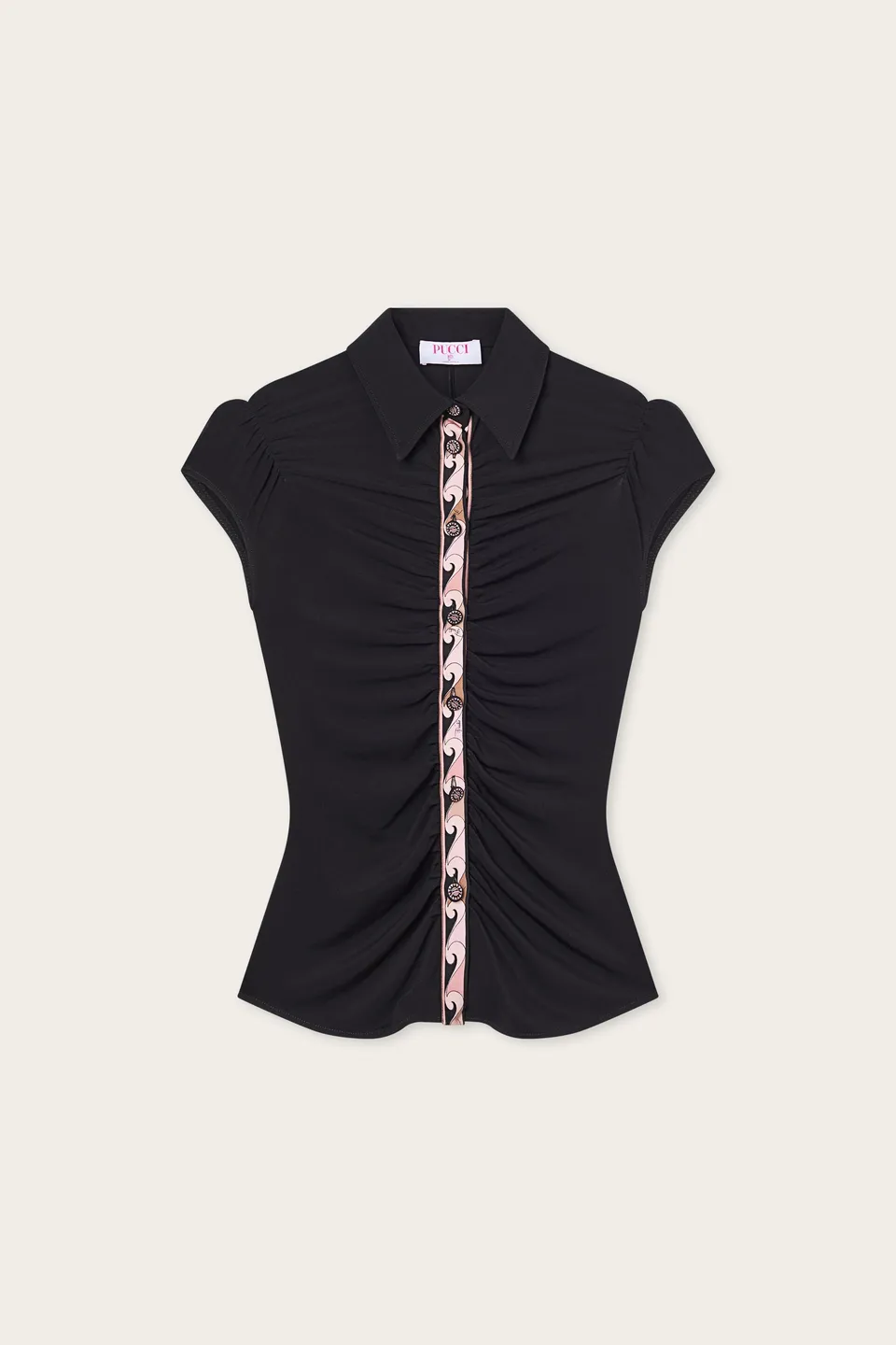 Emilio Pucci blouse noir viscose drapée 38