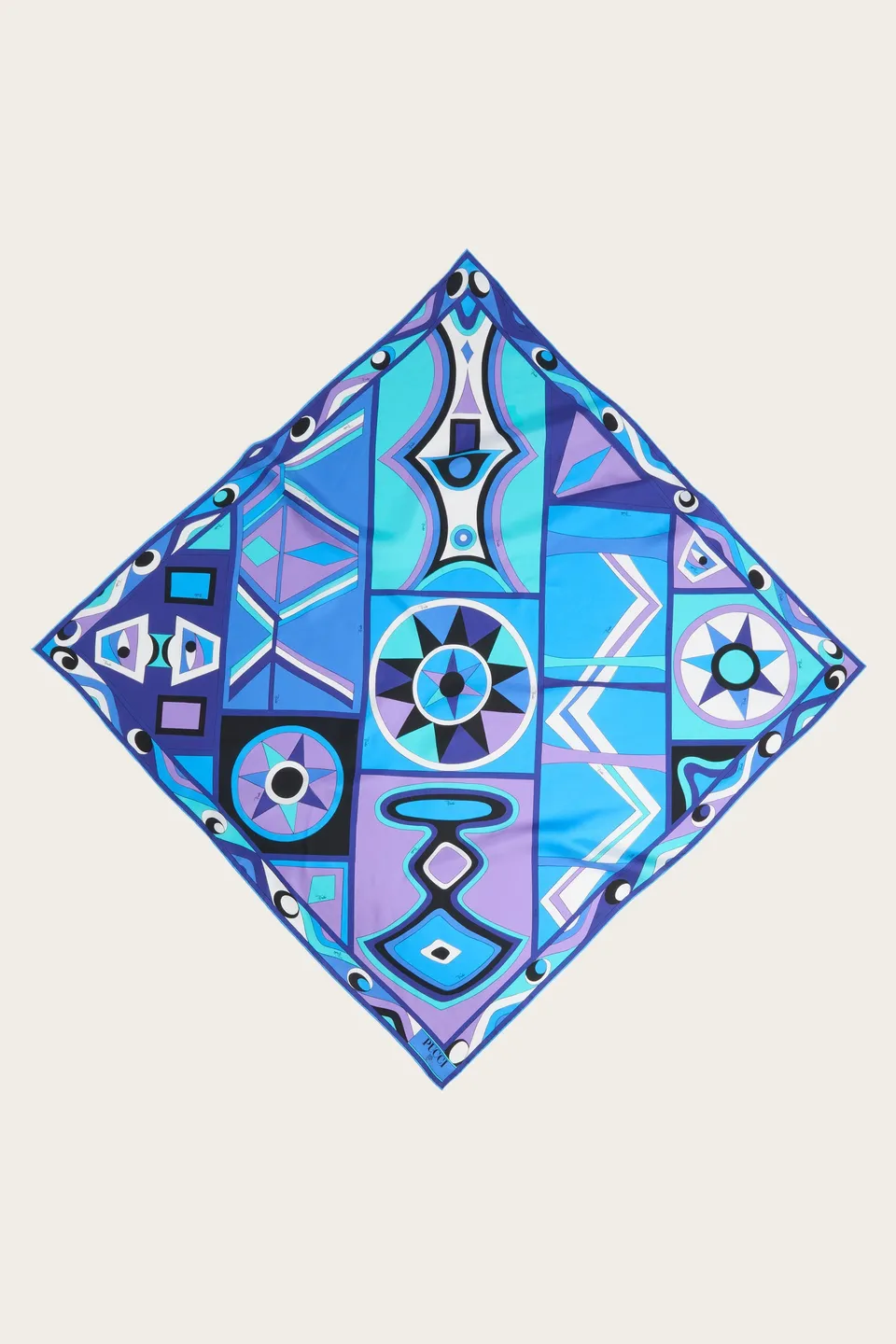 Emilio Pucci Bongo foulard soie turquoise bleu 90