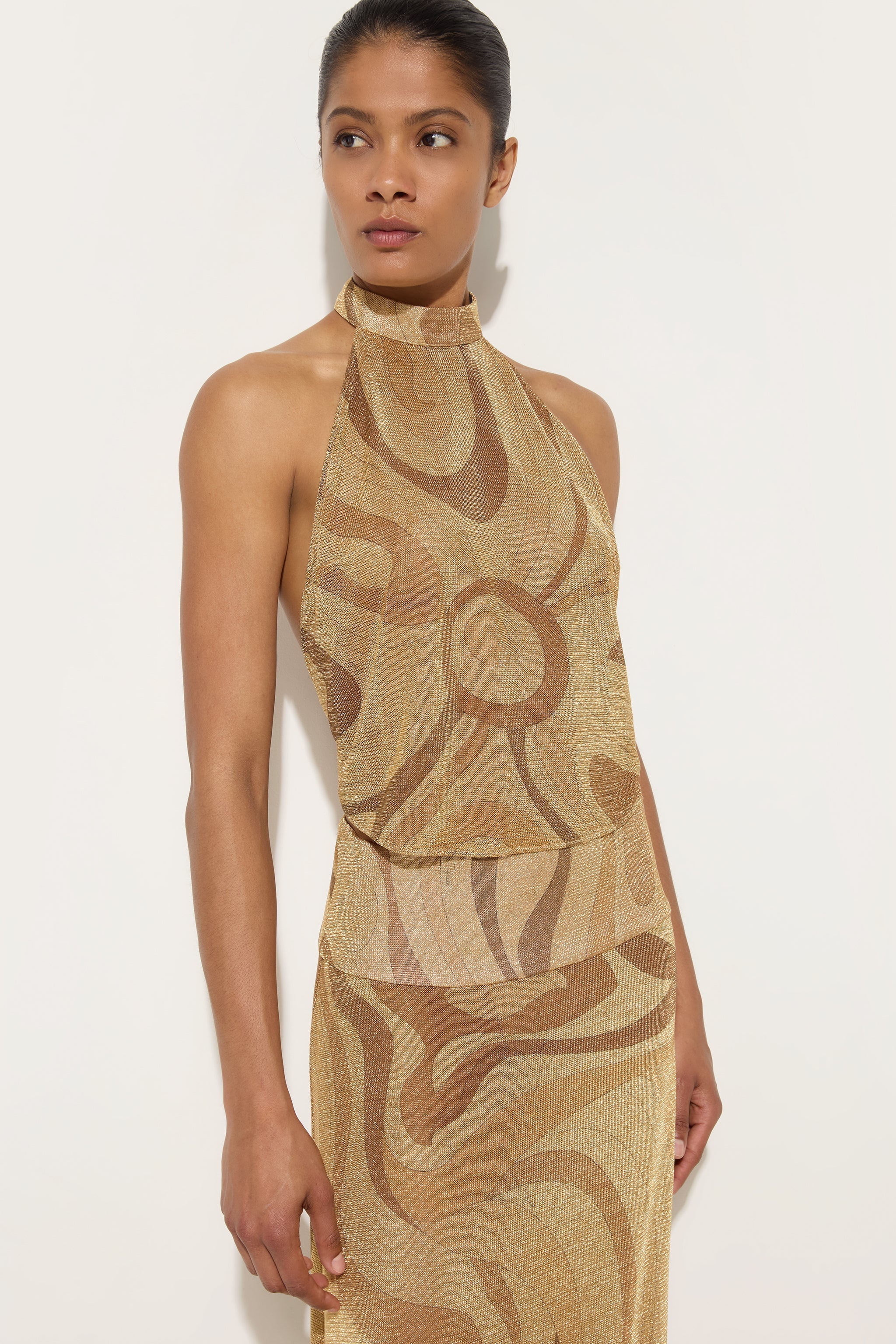 Emilio Pucci Marmo 6HJM216H964993 top doré sans manches