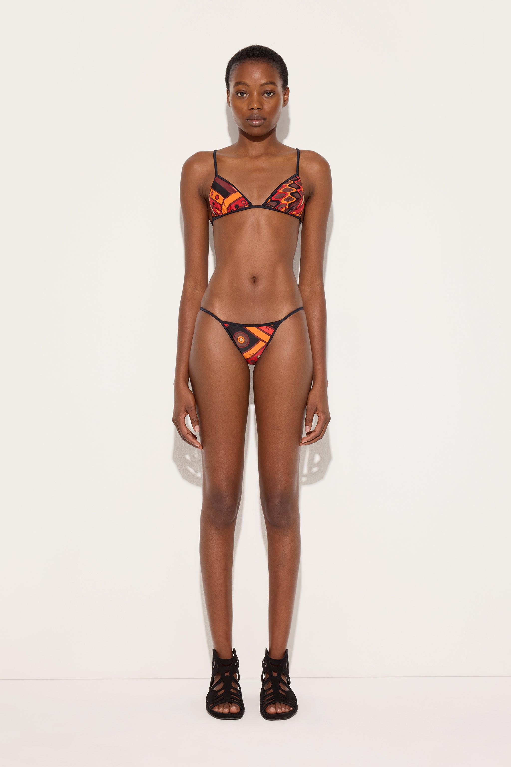 Emilio Pucci Haut Bikini Vivara triangle lycra Orange S
