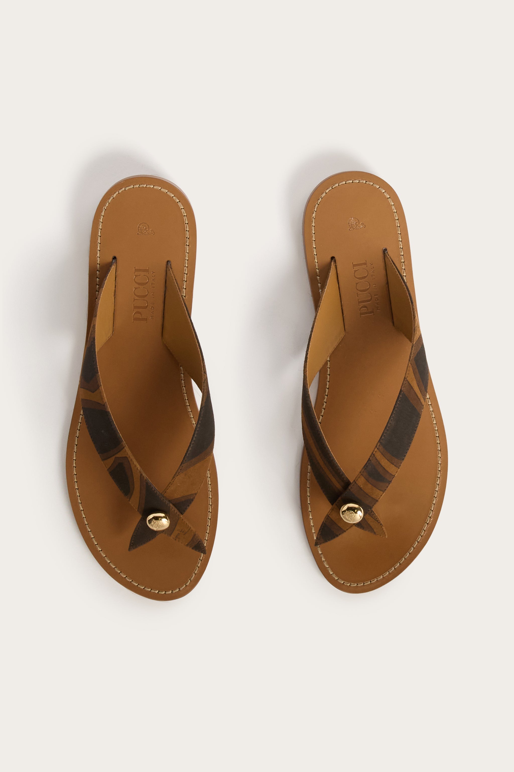Emilio Pucci Labirinto tongs suède noir or