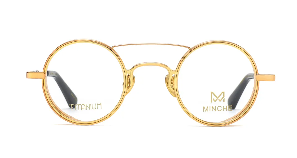 Minche Shun025 lunettes de vue ronde métal fin