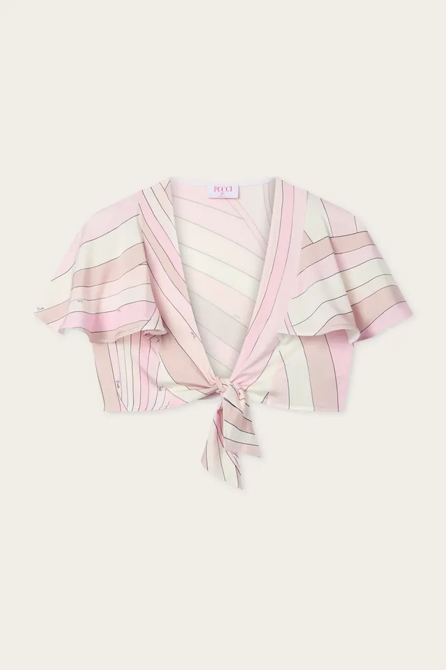 Emilio Pucci Iride top satin rose nude noeud 38-48