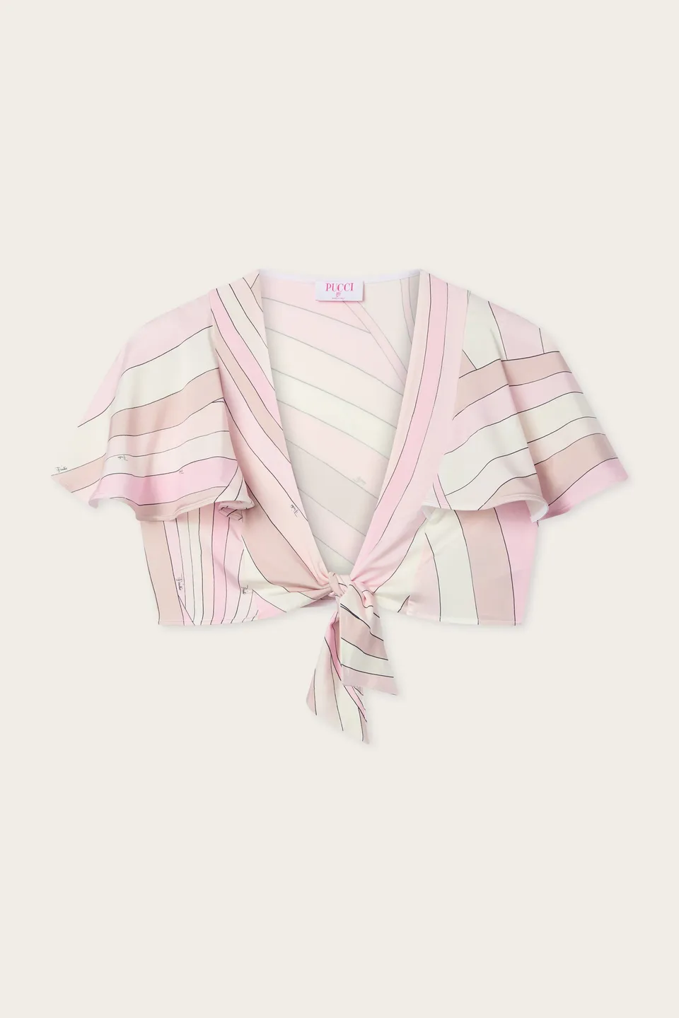 Emilio Pucci Iride top satin rose nude noeud 38-48