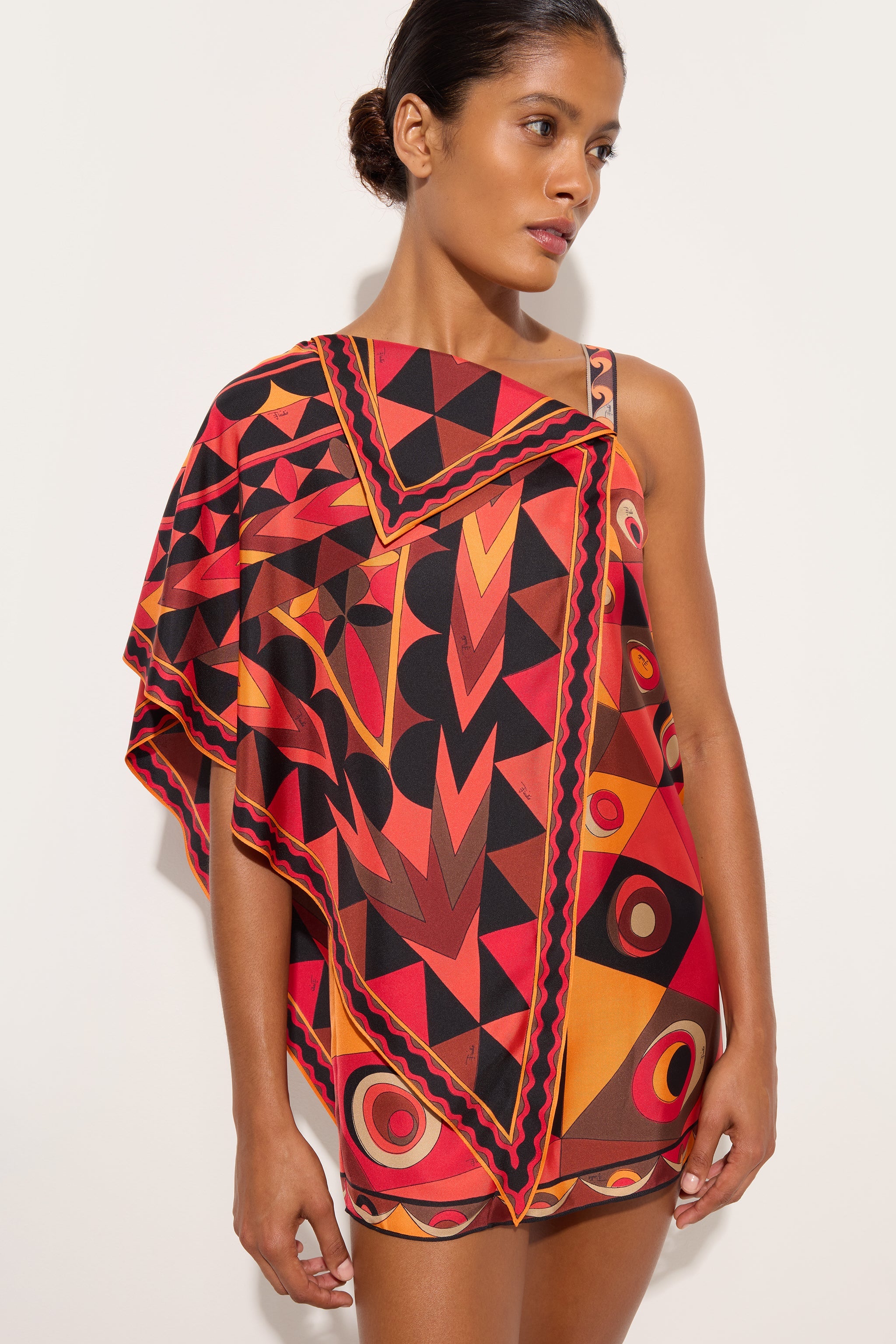 Emilio Pucci DRESSES robe soie orange black asymétrique