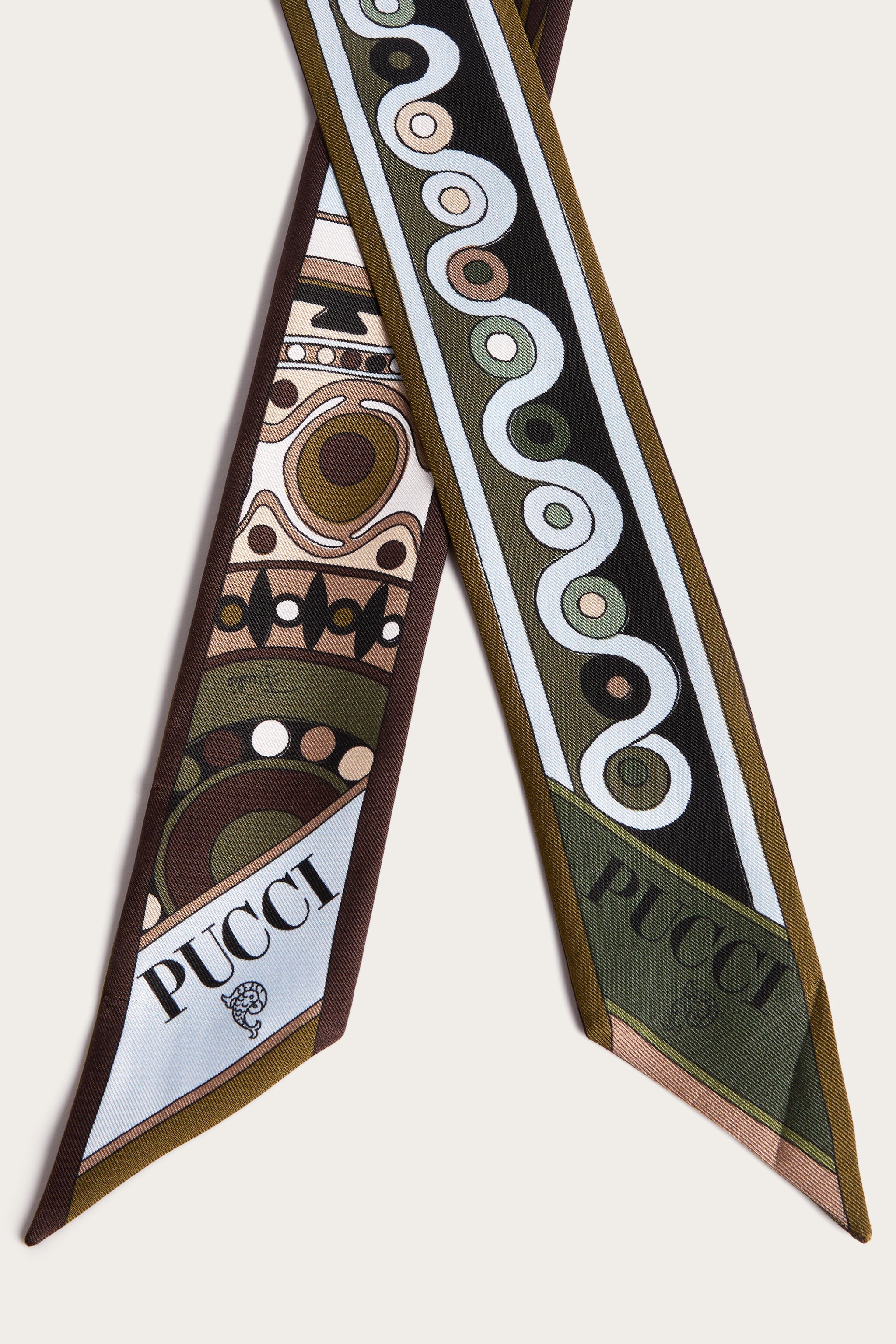 Emilio Pucci Silks Foulard Soie Kaki Bleu OS