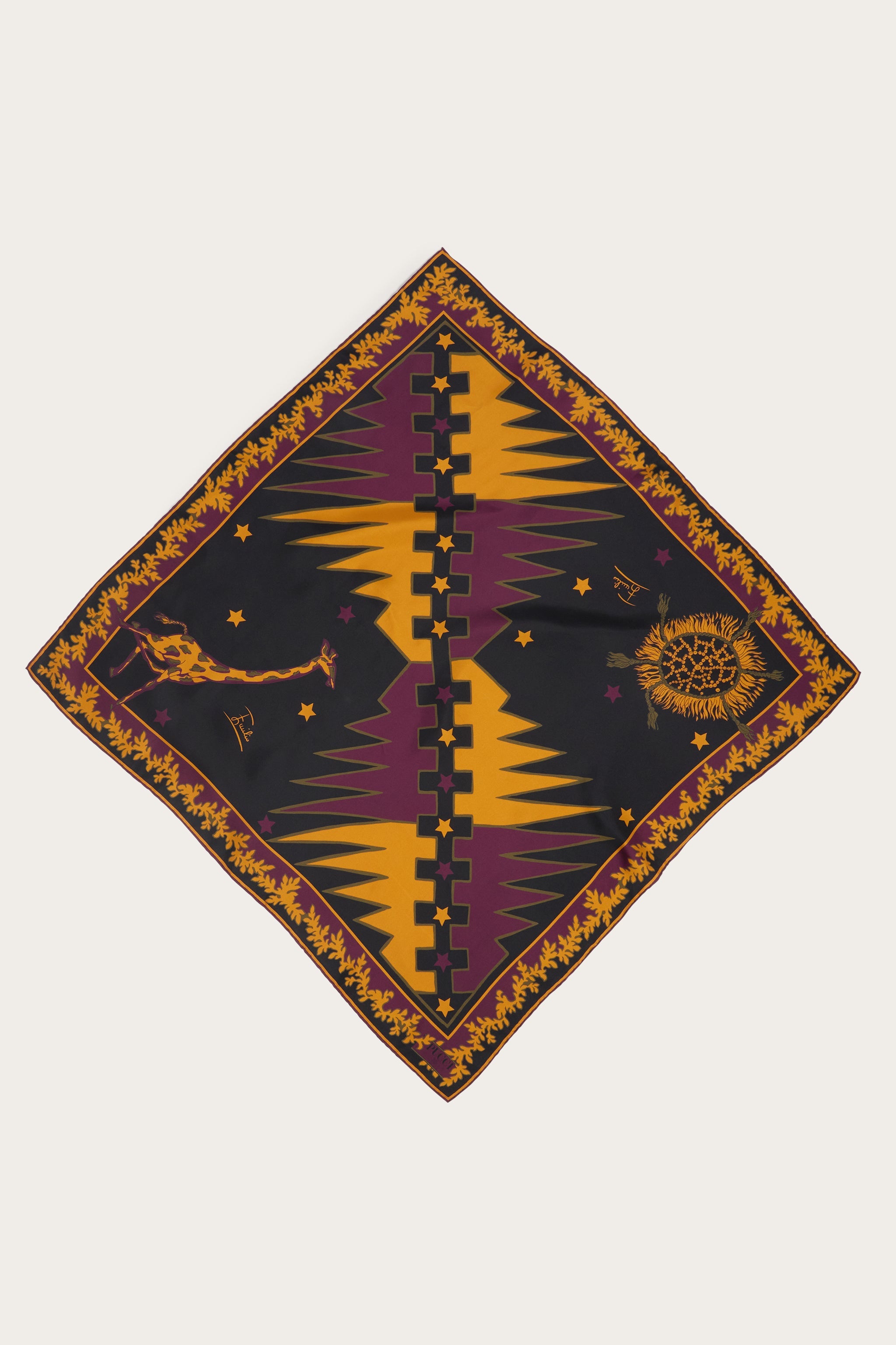Emilio Pucci Carré Seta carré soie bordeaux or 90x90