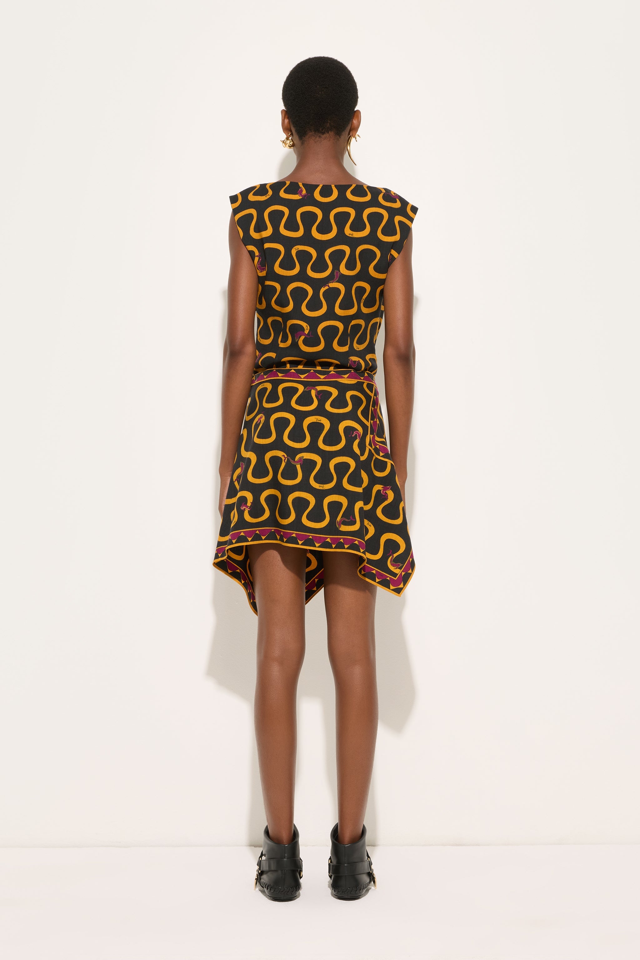 Emilio Pucci Top Onda haut laine noir or bordeaux