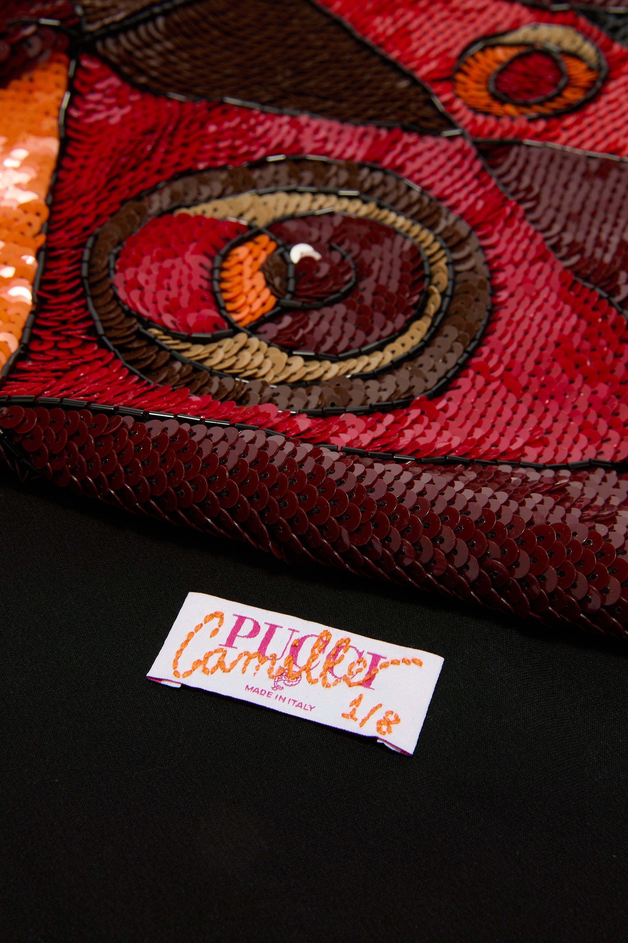 Emilio Pucci Sarong pareo foulard brodé rouge orange édition