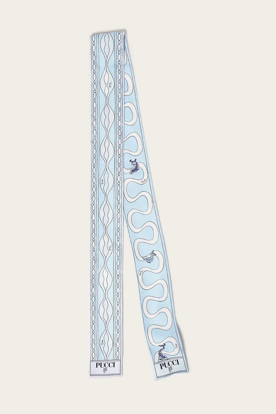 Emilio Pucci Foulard Bandeau Soie Bleu Clair 8x160