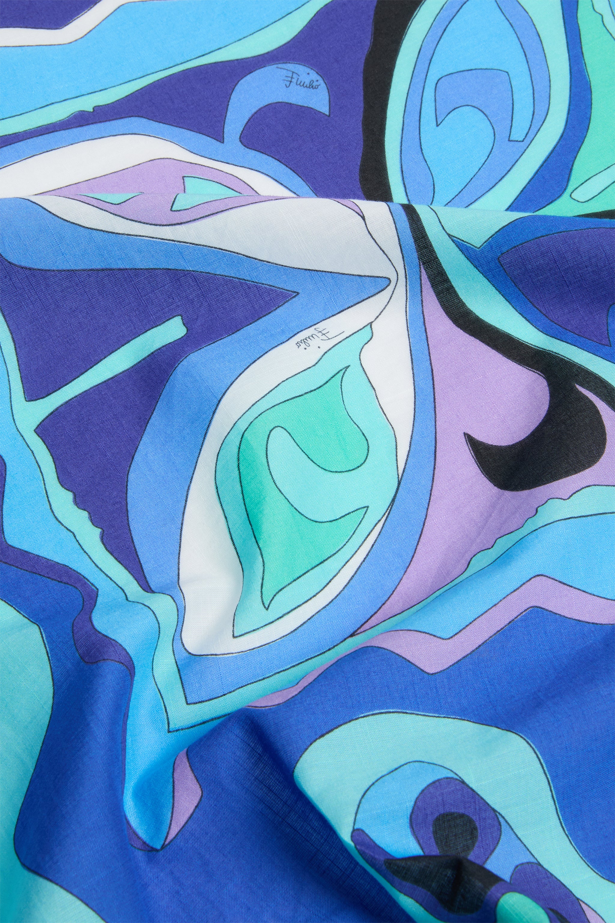 Emilio Pucci Silks carré coton turquoise bleu 52x52