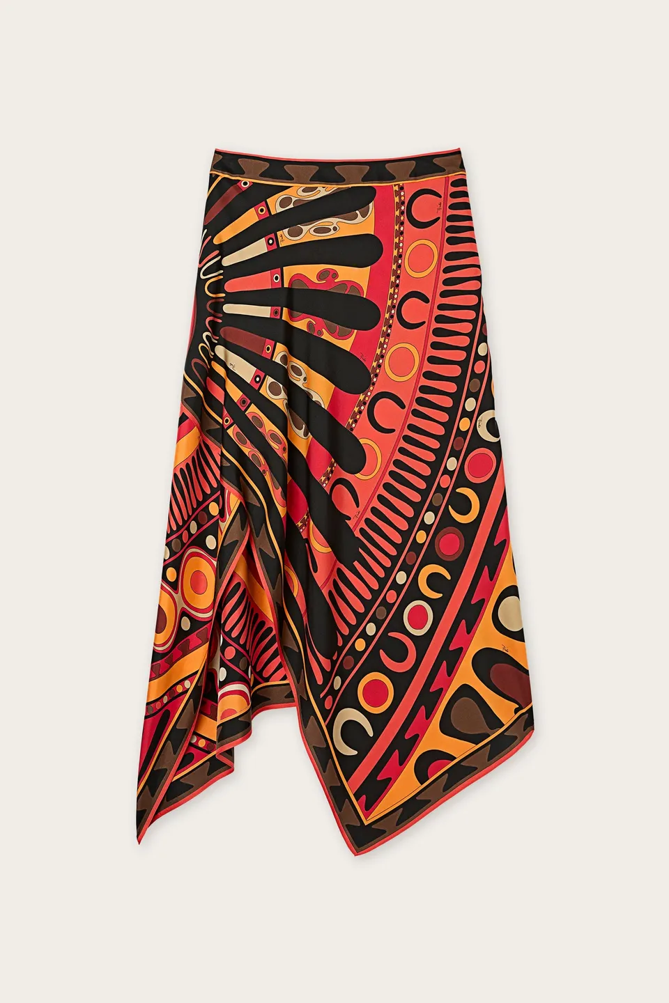 Emilio Pucci Soleil Jupe en soie orange/noir
