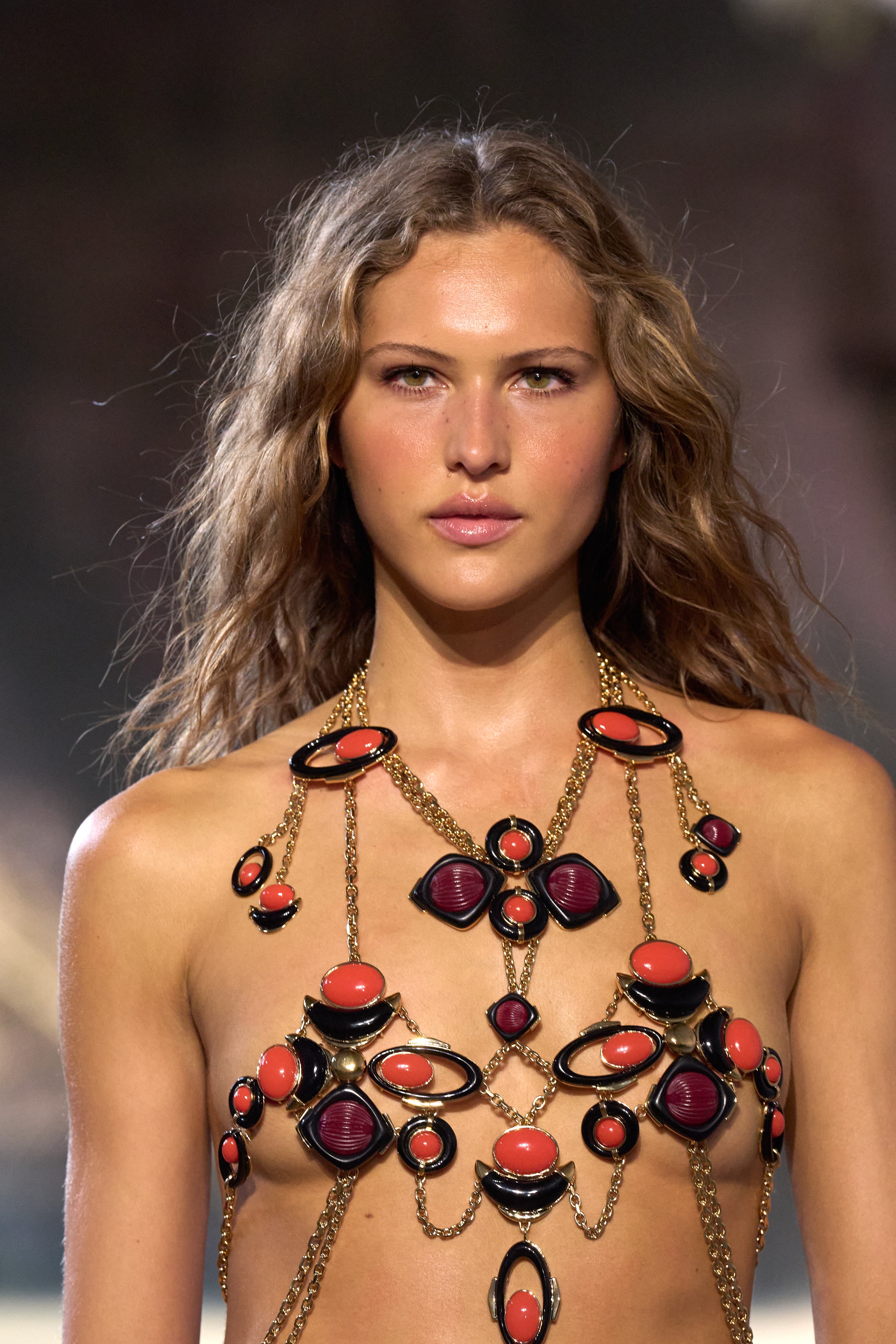 Emilio Pucci Bodychain chaine corps orange doré couture