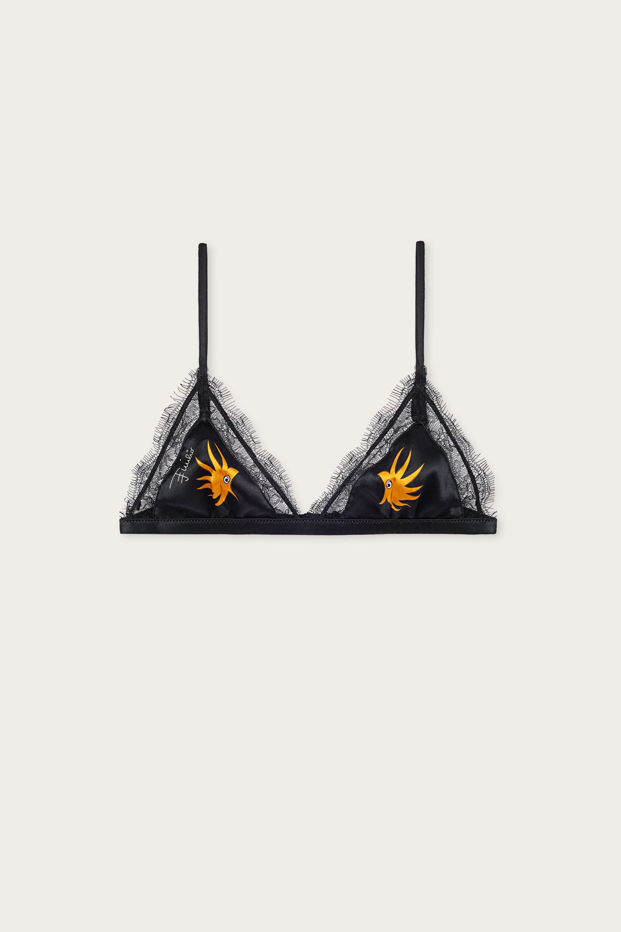 Emilio Pucci Bralette Satin Soie Noir Doré XS